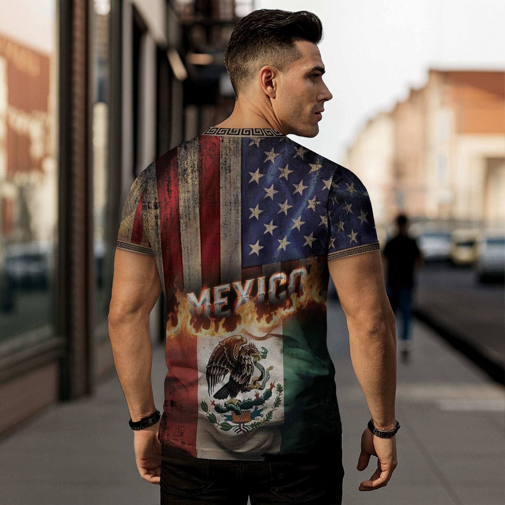 Mexico and USA Flag Burned Fusion Heritage Pride Shirt