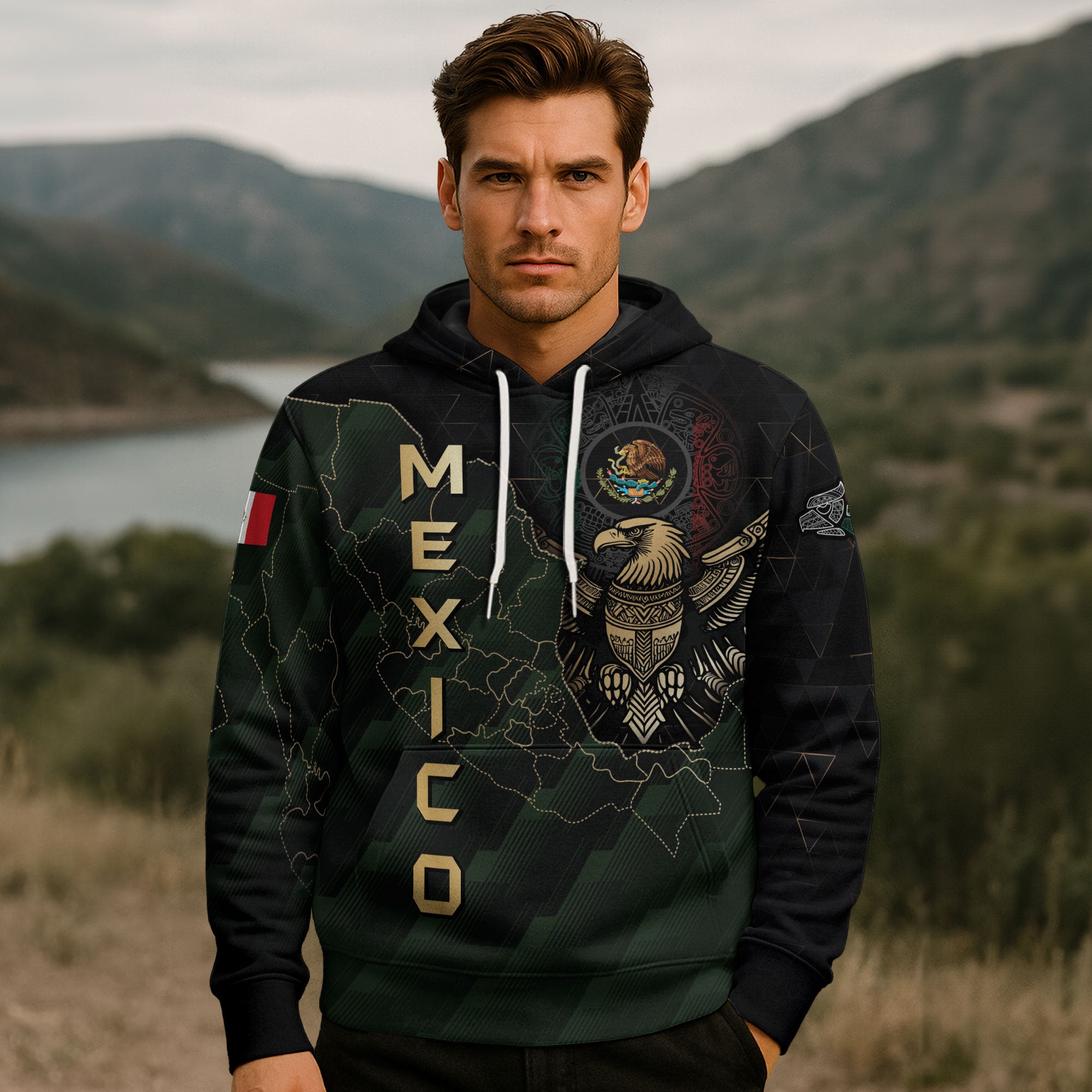 Mexico Eagle Emblem & Map Heritage Design Hoodie