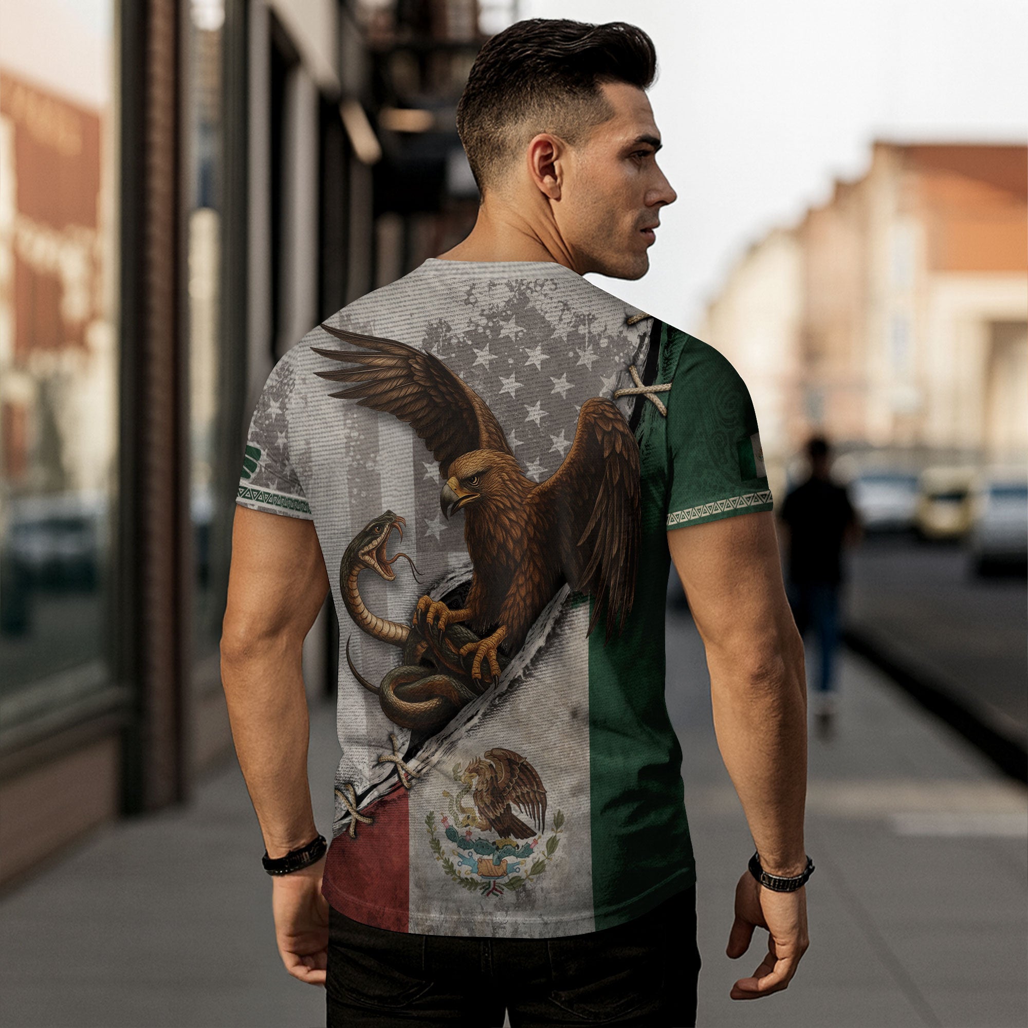 Mexican Eagle and Snake Heritage Flag Warrior Shirt