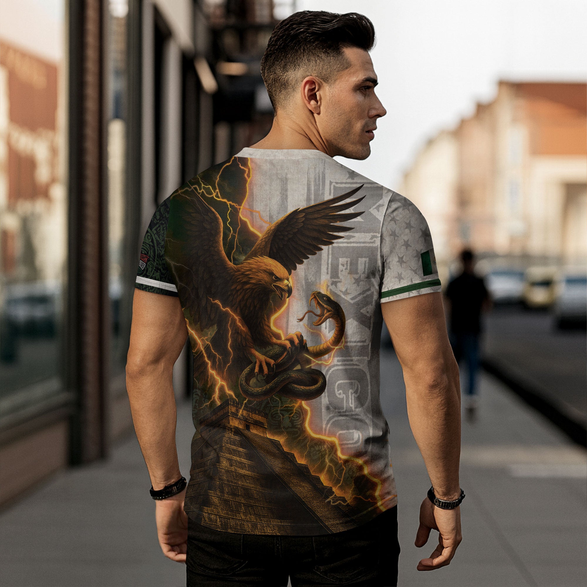 Mexican Eagle Lightning Aztec Pyramid Heritage Pride Shirt