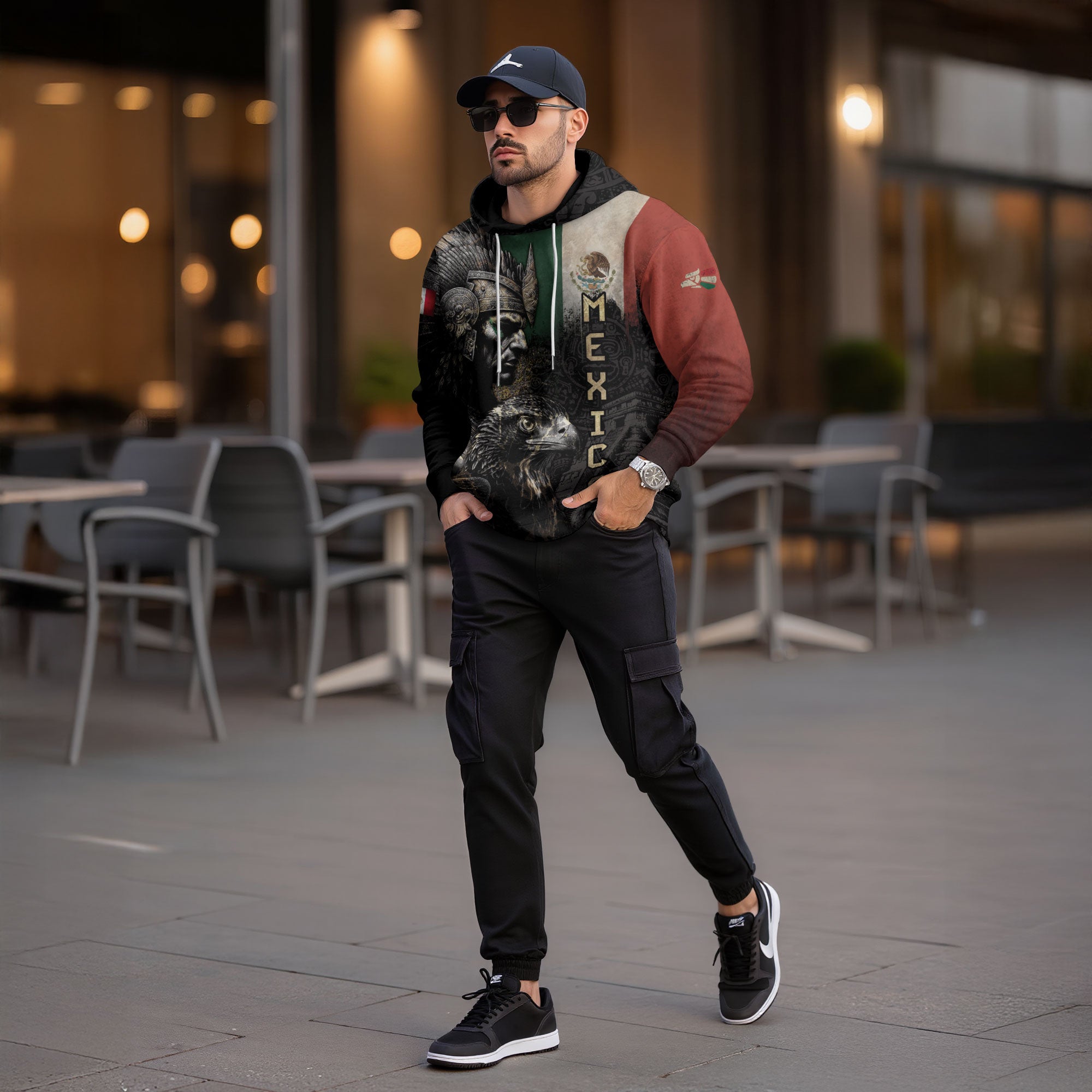 Mexico Flag Aztec Warrior Eagle Heritage Pride Legacy Cultural Power Hoodie