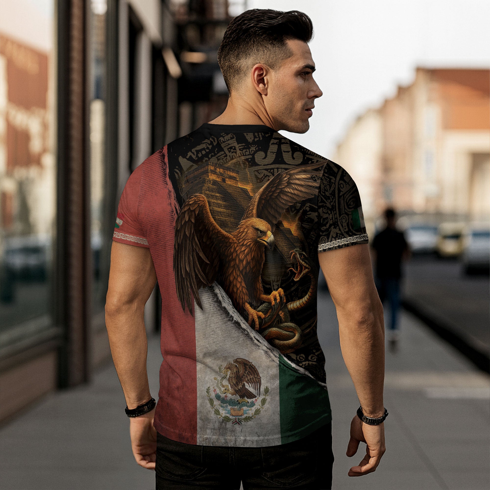 Mexico Flag Eagle Serpent Aztec Pattern Heritage Pride Warrior Legacy Shirt