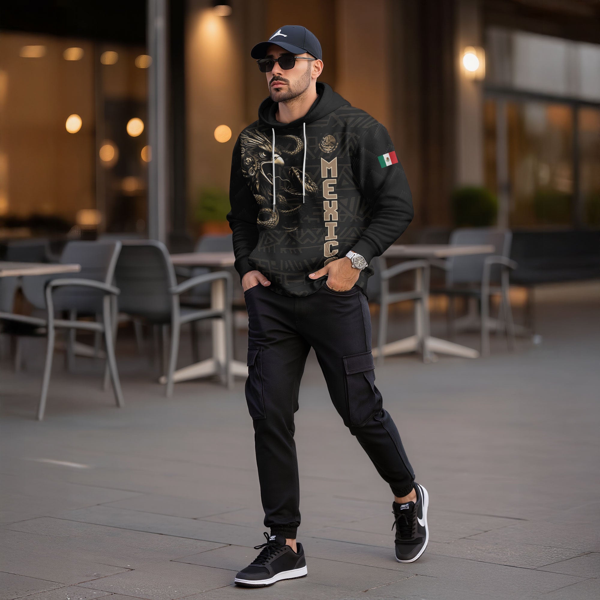 Mexican Aztec Eagle Snake National Flag Heritage Mens Sudadera De Mexico Hoodie