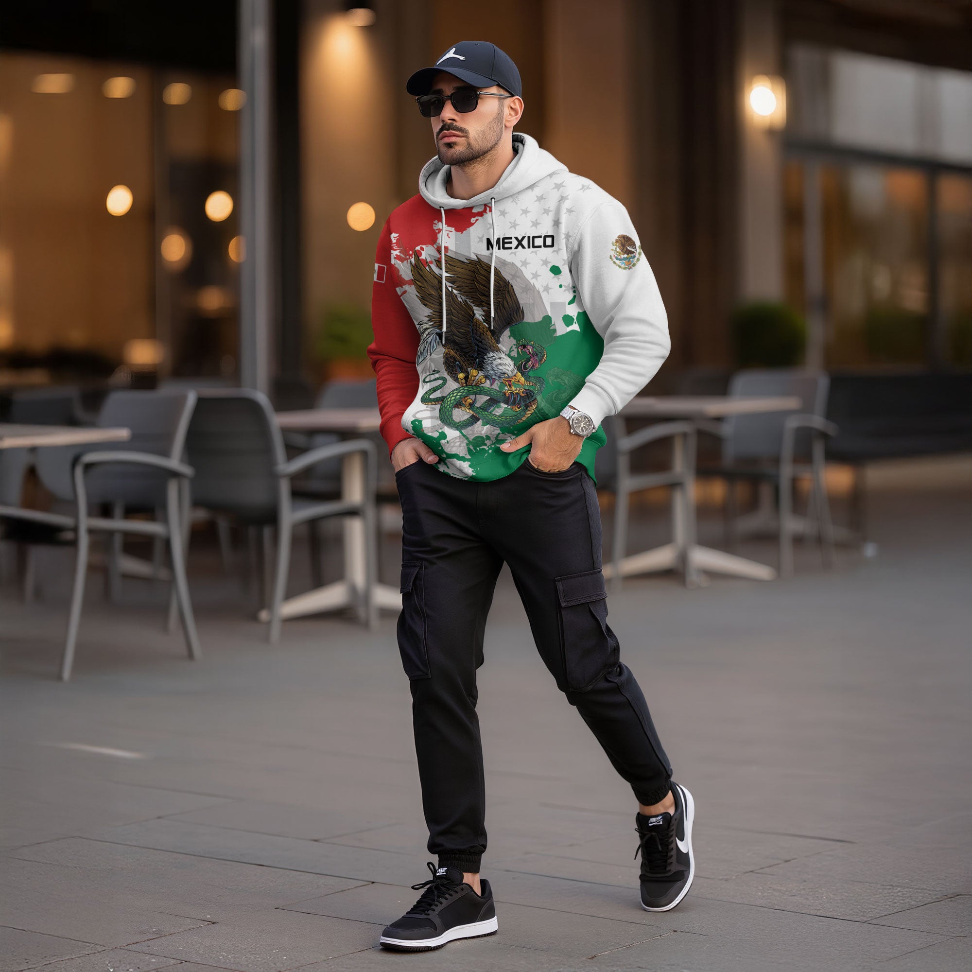 Mexican Eagle Snake Streetwear National Flag Heritage Mens Sudadera Hoodie