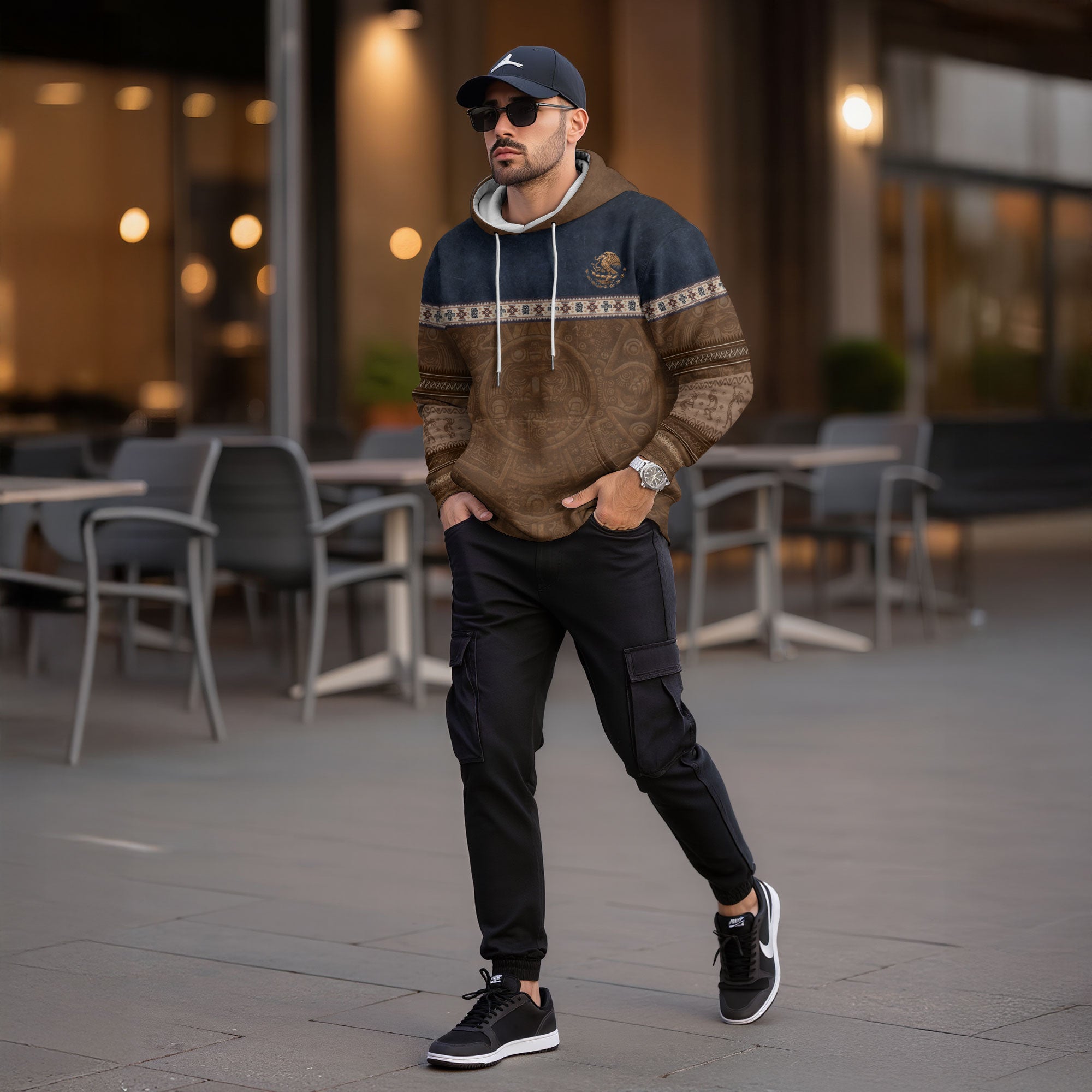 Aztec Mexican Tribal Heritage Symbol Graphic Art Design Mens Hoodie