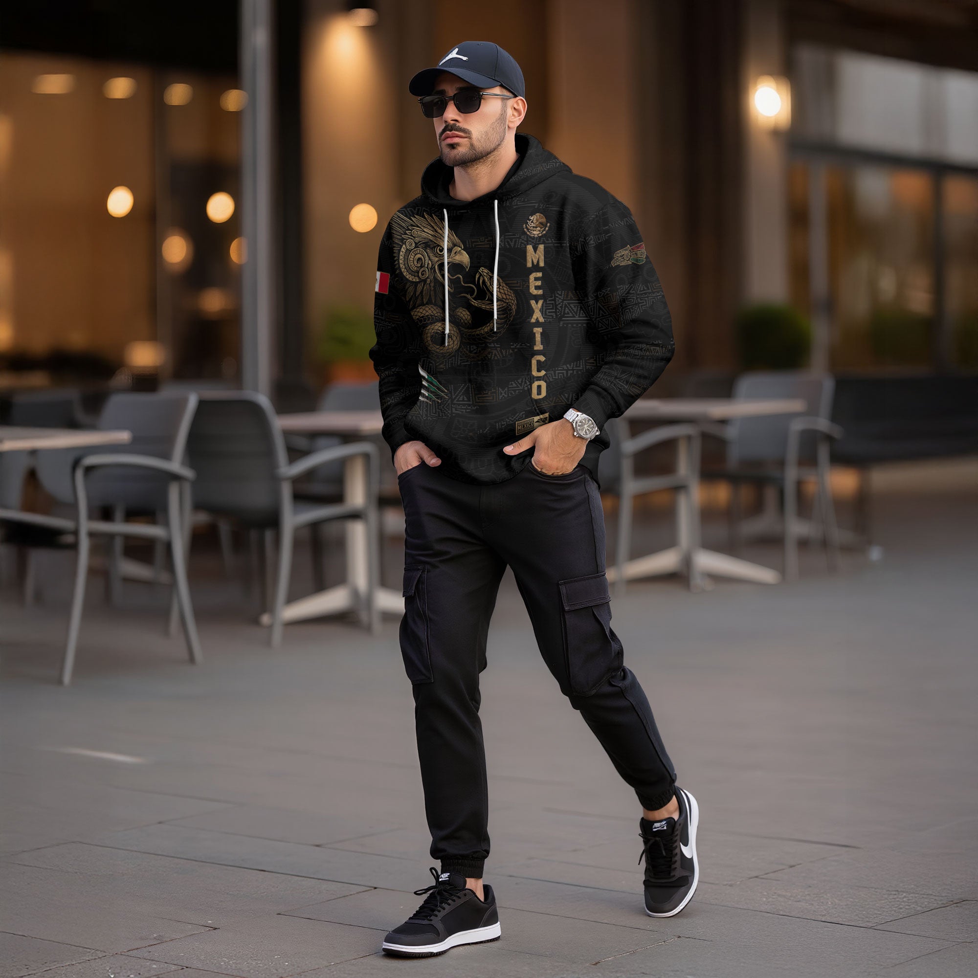 Mexican Gold Eagle Snake National Seal Heritage Mens Sudadera De Mexico Hoodie