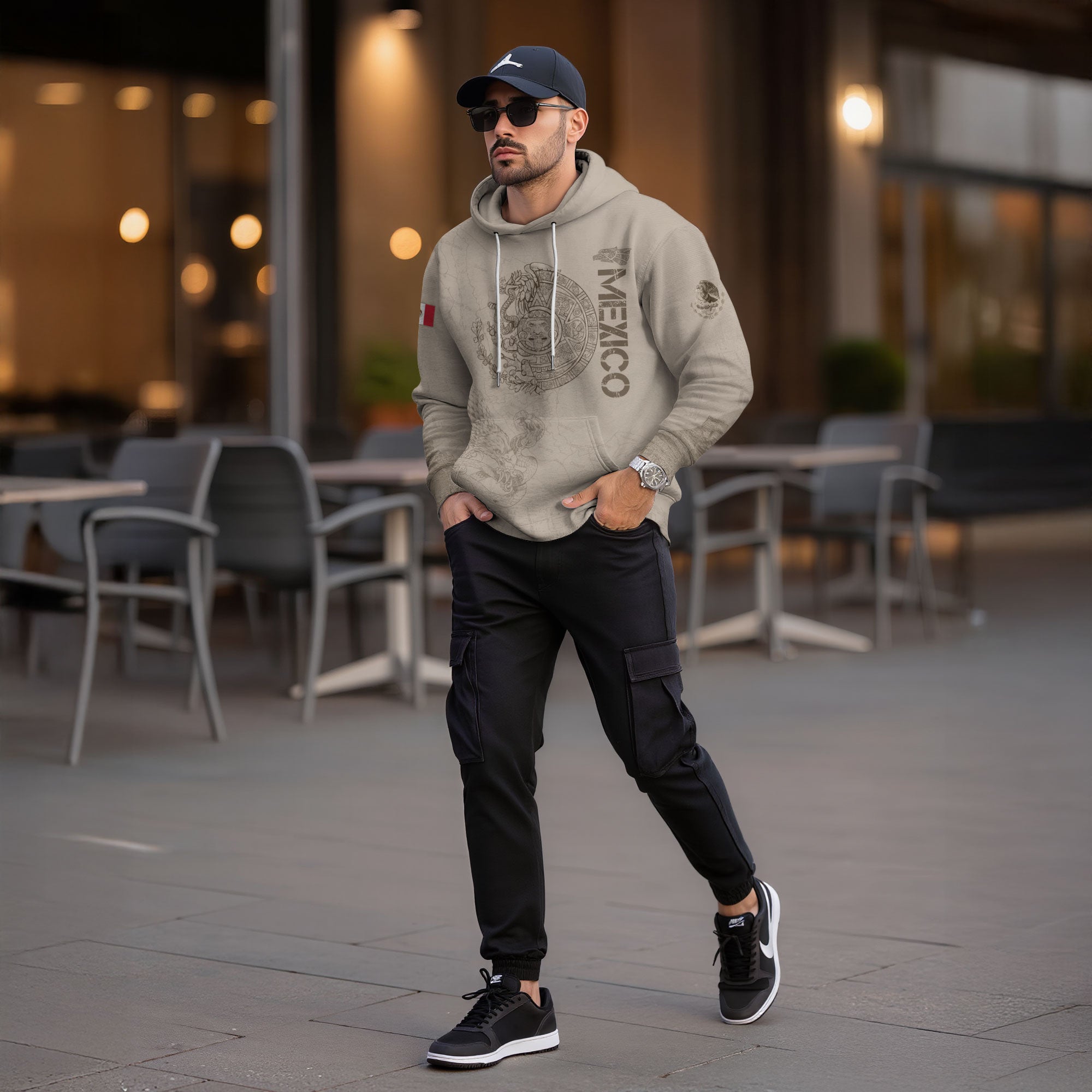 Mexican Tan Aztec Calendar Map Eagle Heritage Mens Sudadera De Mexico Hoodie