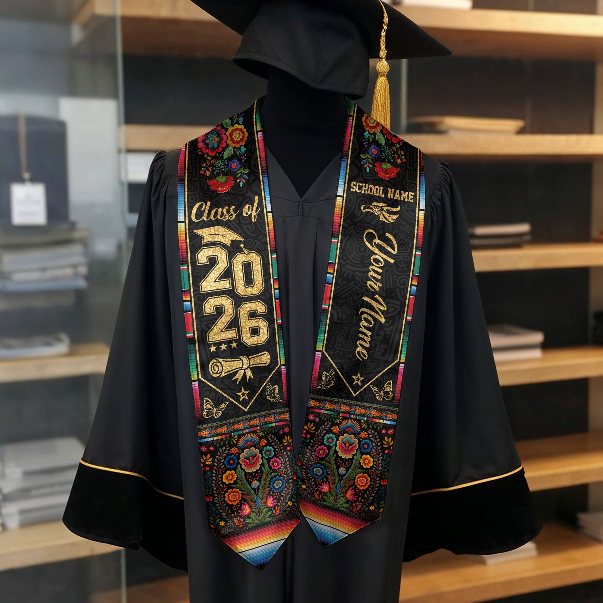Mexican Graduation Stole Custom 2026 Mexican Graduation Sash, Mexican Stoles for Graduation