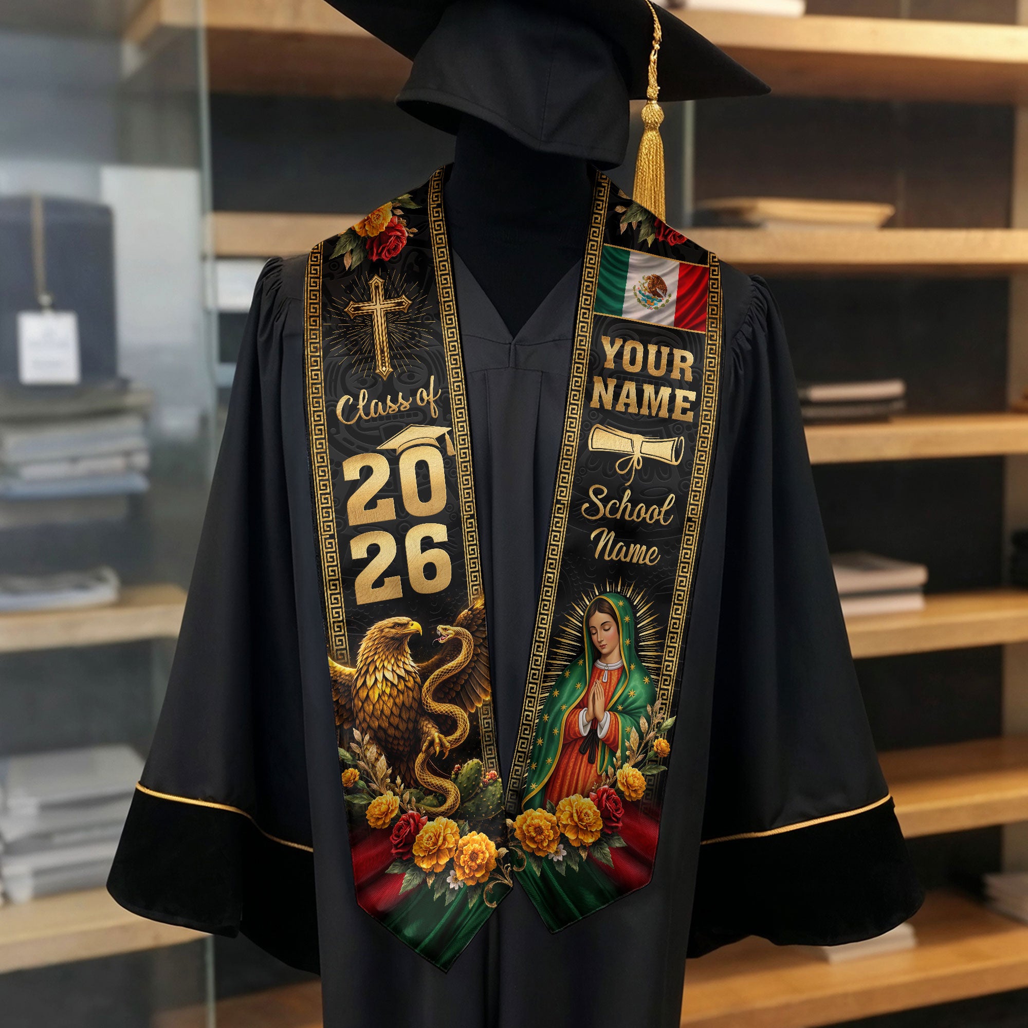 Mexican Graduation Stole 2026 Custom Graduation Sash Personalized Stoles for Graduation Mexico