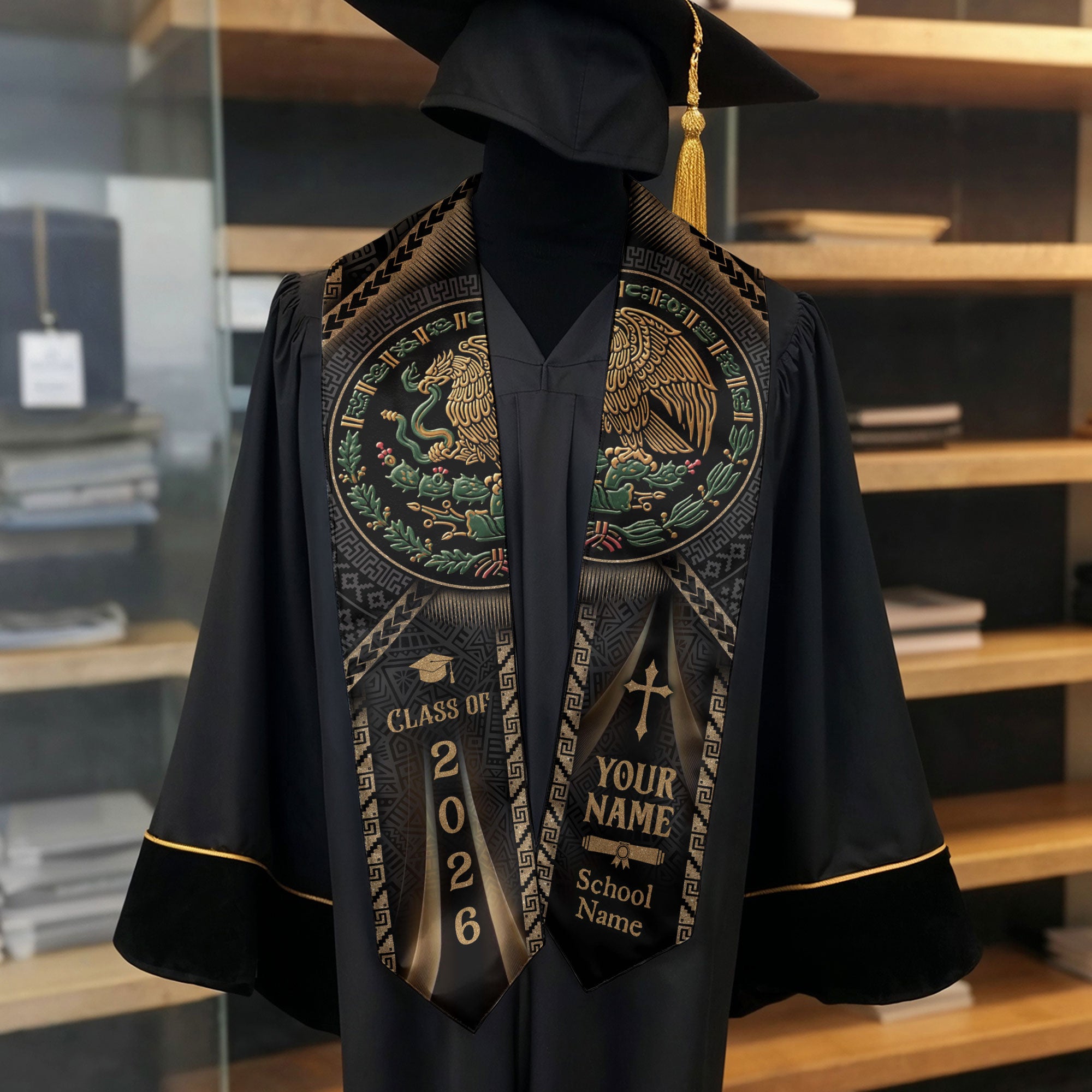 Custom Mexican Graduation Stole 2026 Mexico Graduation Sash Personalized Graduation Stoles