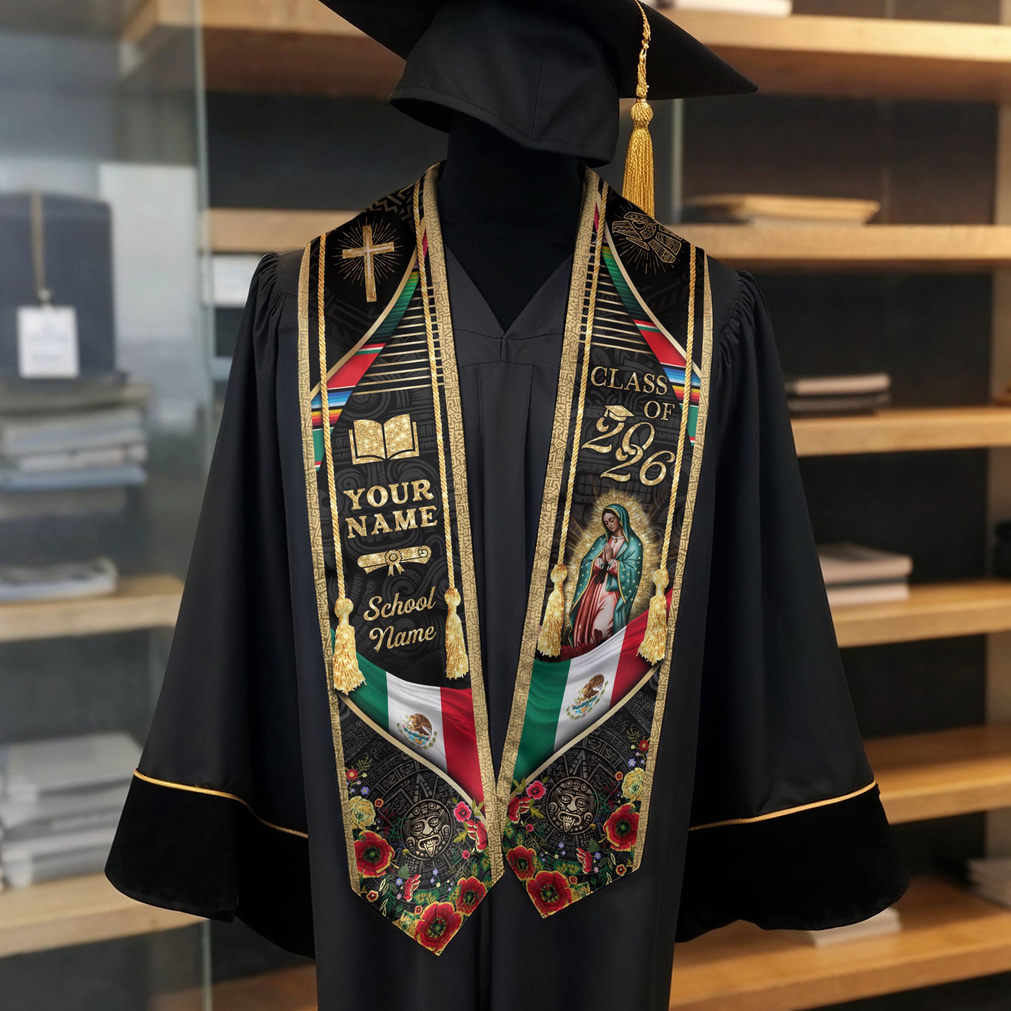 Custom Mexican Graduation Stole 2026 Proud Mexican Graduation Sash Personalized Graduation Stoles Mexico Graduation Sash Customize