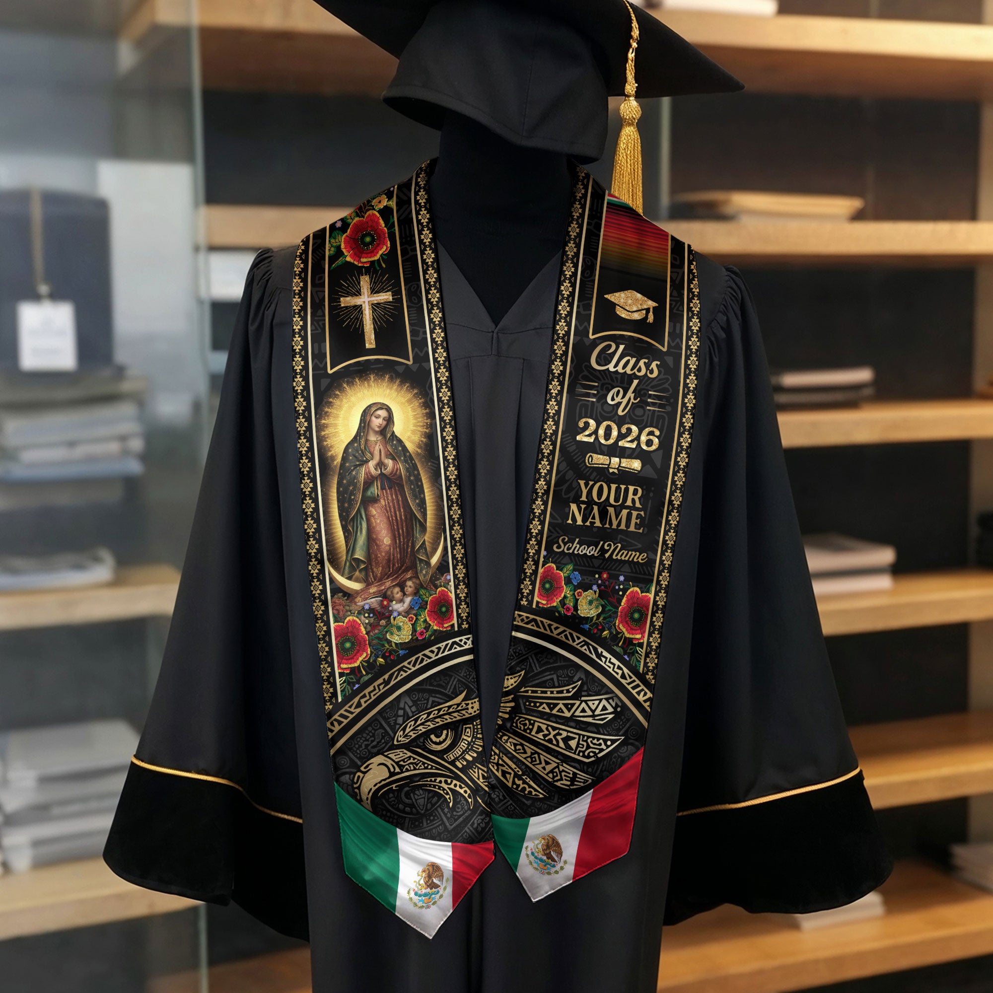 Custom Proud Mexican Graduation Stole 2026 Personalized Mexican Graduation Sash Custom Graduation Stoles 2026 Mexico Graduation Sash