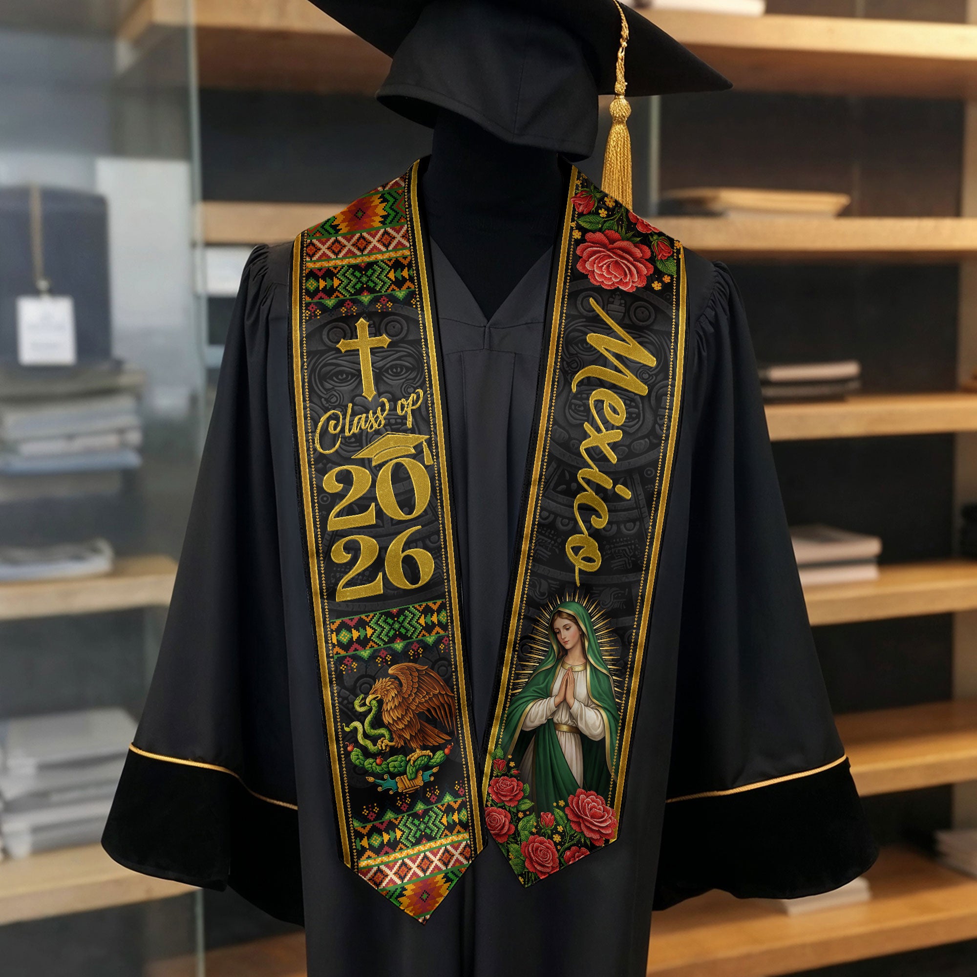 Our Lady of Guadalupe Graduation Stole 2026 - Mexican Heritage Graduation Sash