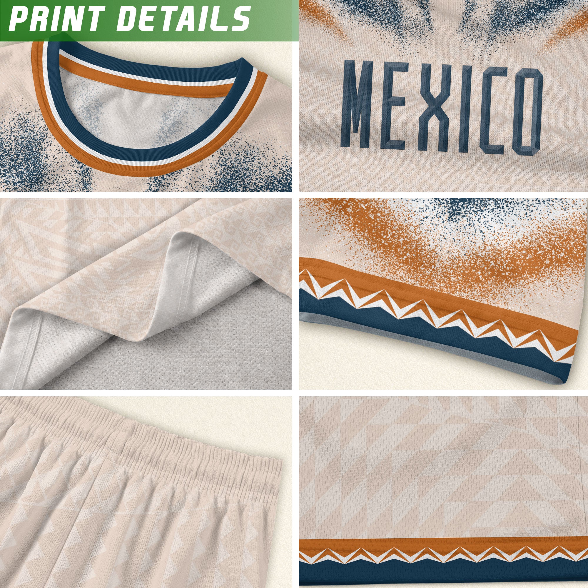 Mexico Soccer Jersey Kids Aztec Eagle Cream Beige Youth Football Shirt Training Apparel