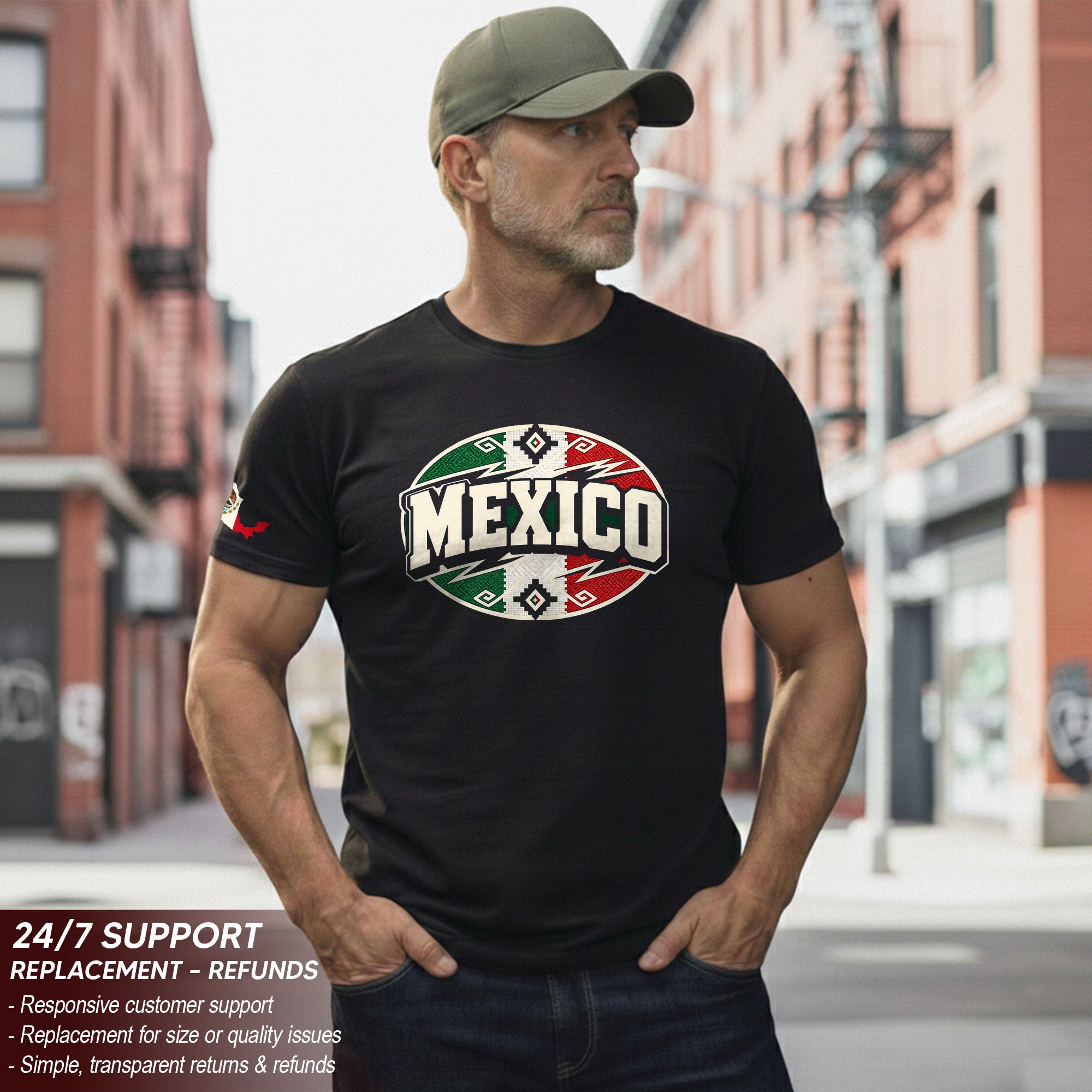 Mexico Graphic T-Shirt Cultural Flag Print Design Casual Short Sleeve Cotton Apparel