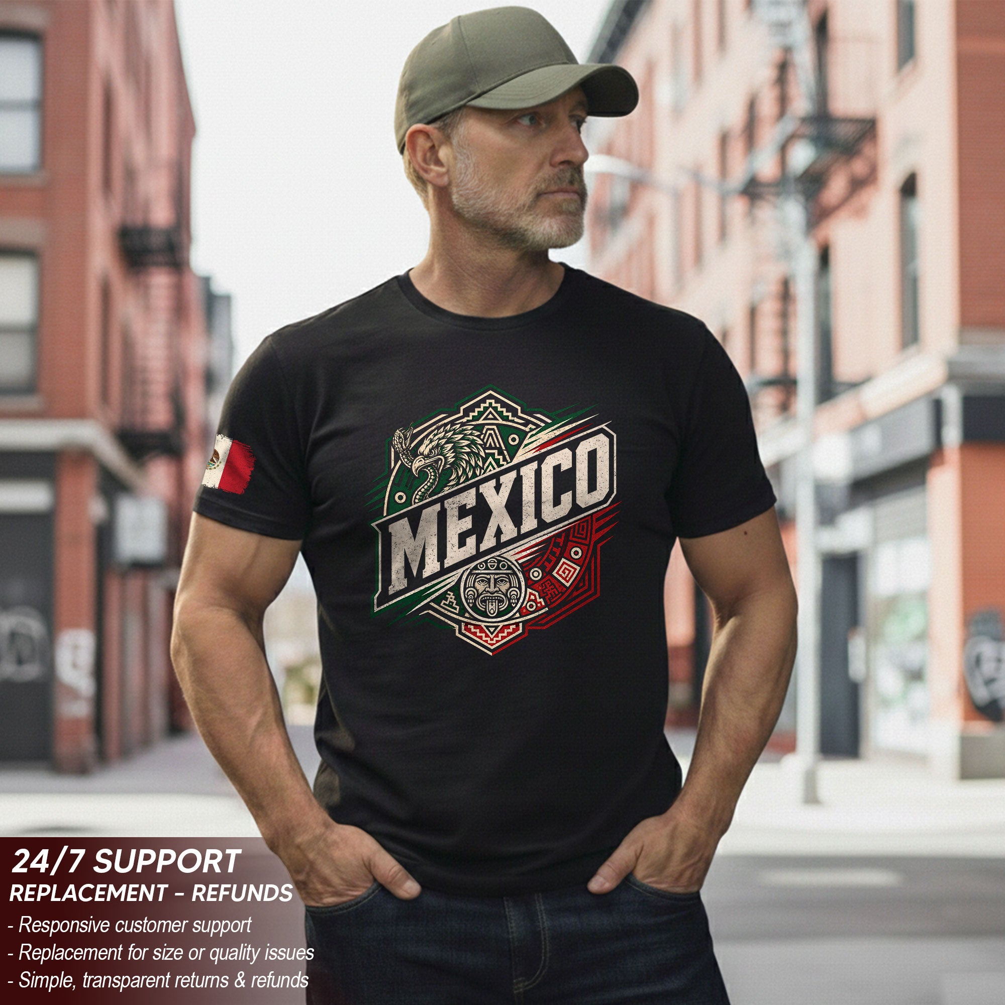 Mexico Aztec Eagle Graphic T-Shirt Cultural Heritage Design Casual Cotton Short Sleeve Tee