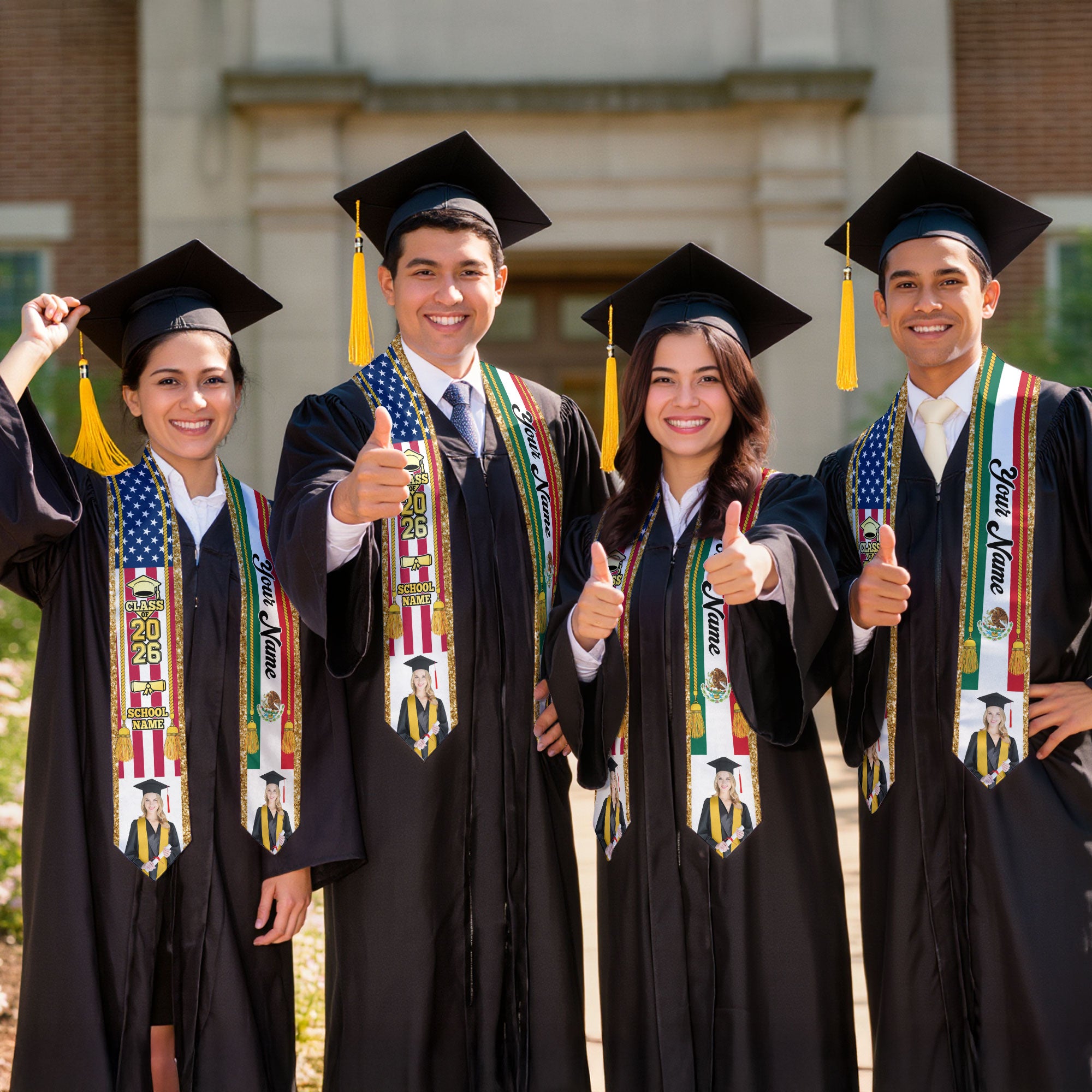 Personalized Mexican Sash 2026 for Graduation, Custom Photo Mexico Stole for Graduate