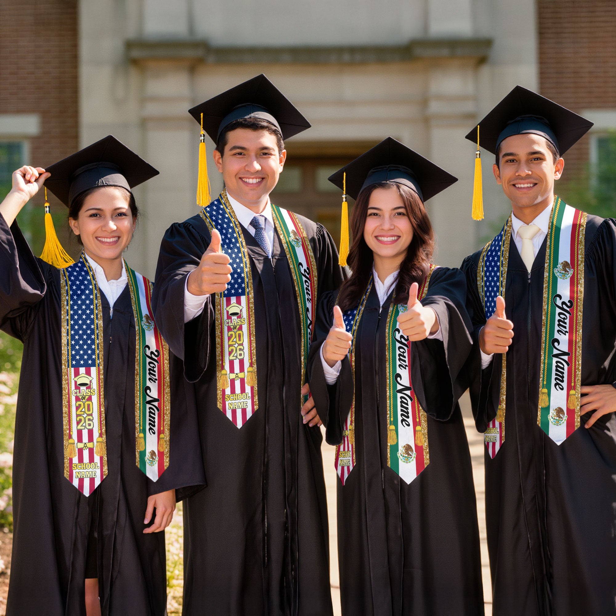 Custom Mexico Graduation Stole 2026, Personalized Mexican Sash for Graduate