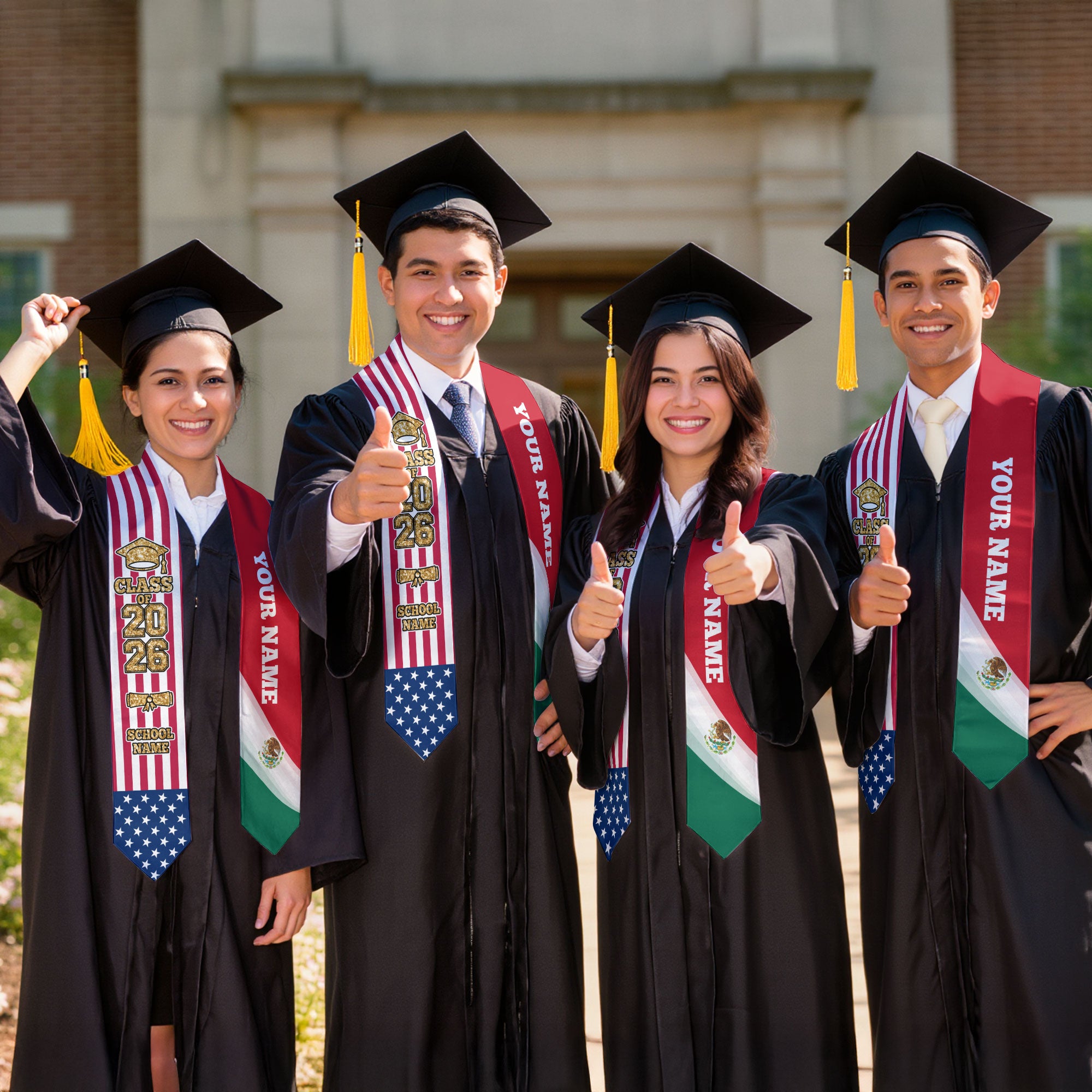 Custom Personalized Mexico Sash 2026, Mexican Graduate Stole for Graduation