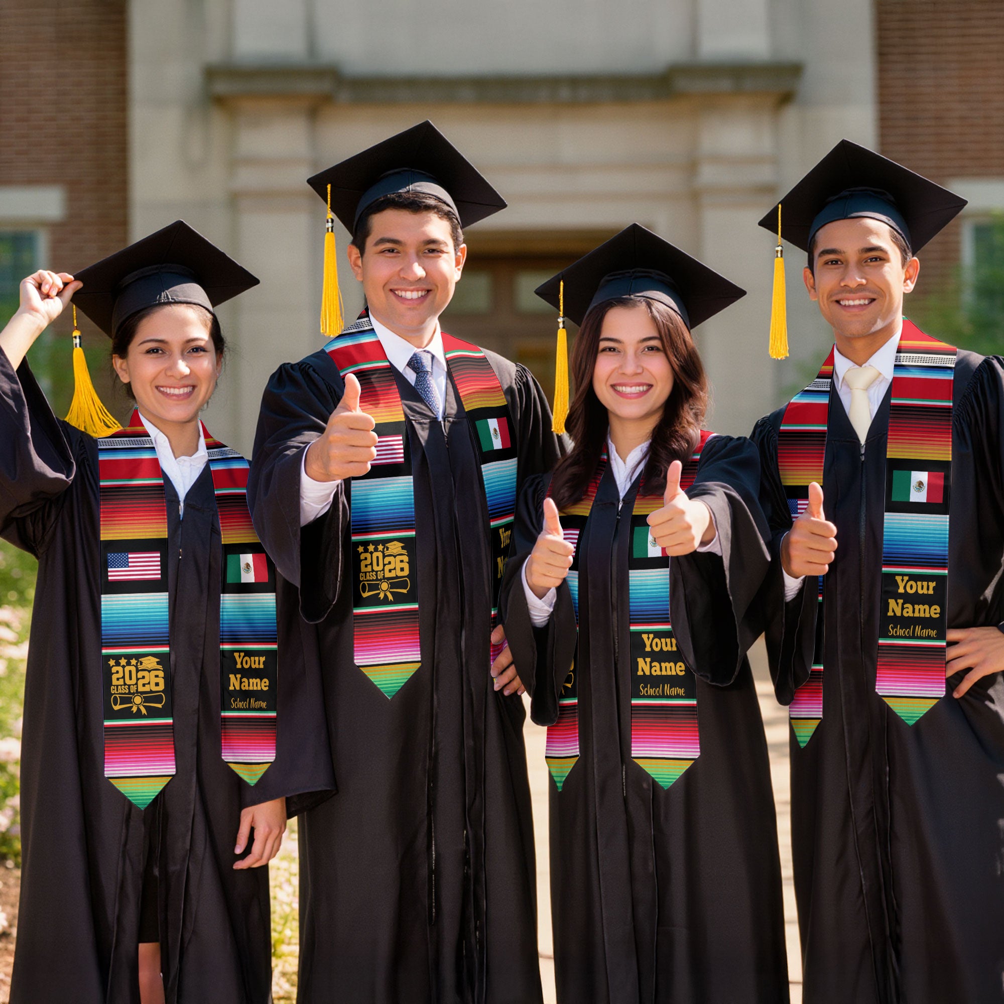 Mexico Graduate Sash 2026, Personalized Custom Mexican Stole for Graduation