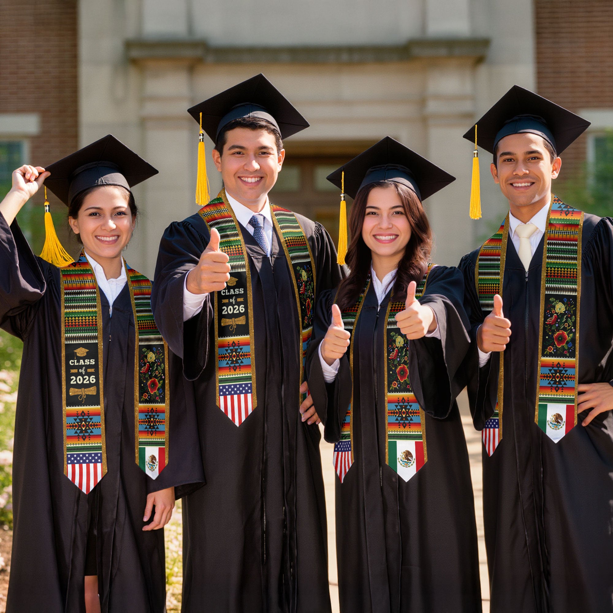 Mexico Sash 2026 Graduation, Mexican Stole with Mexico Flag Design, Senior Class 2026