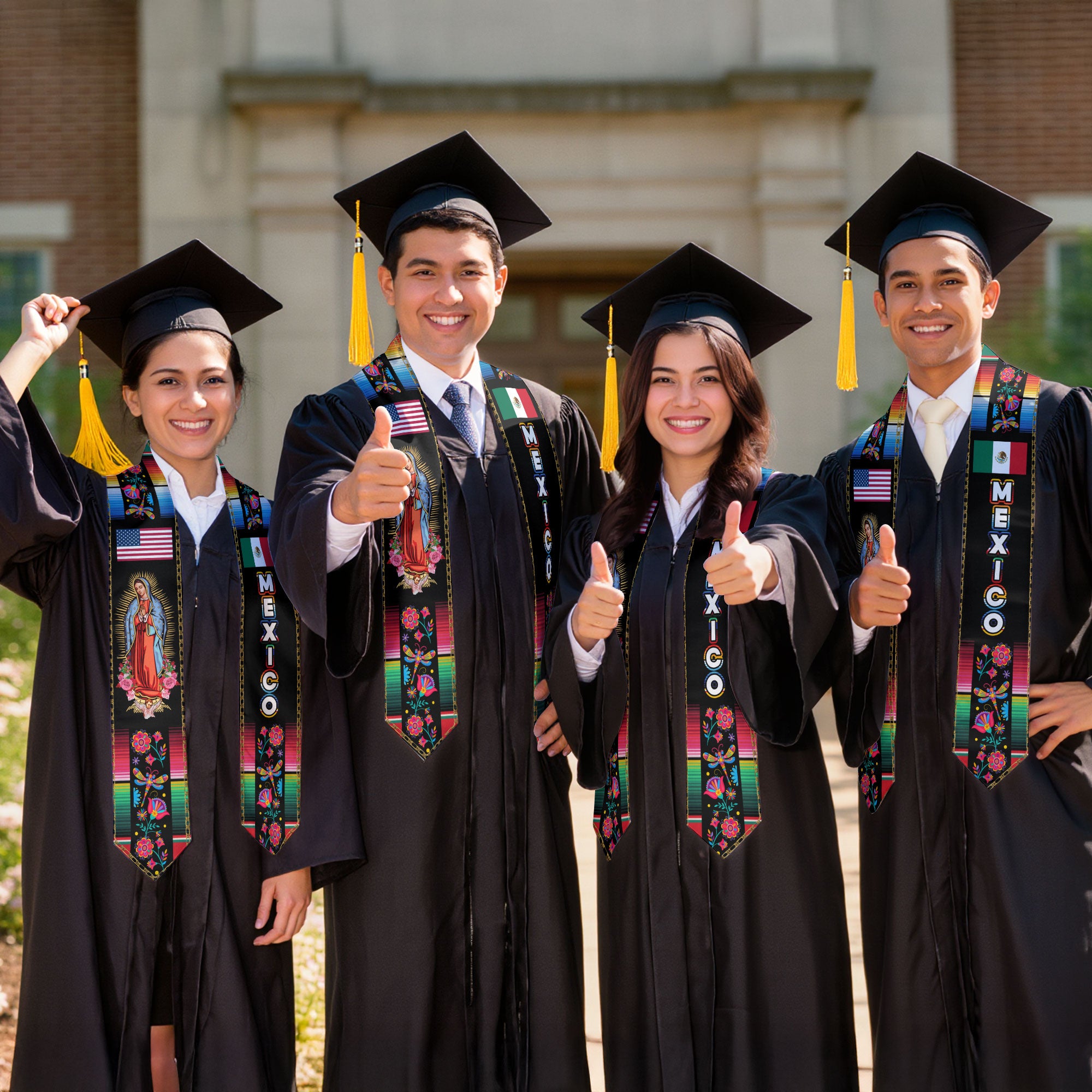 Mexico Flag Stole 2026, Mexican Graduation Sash for Ceremony, Class of 2026 Senior