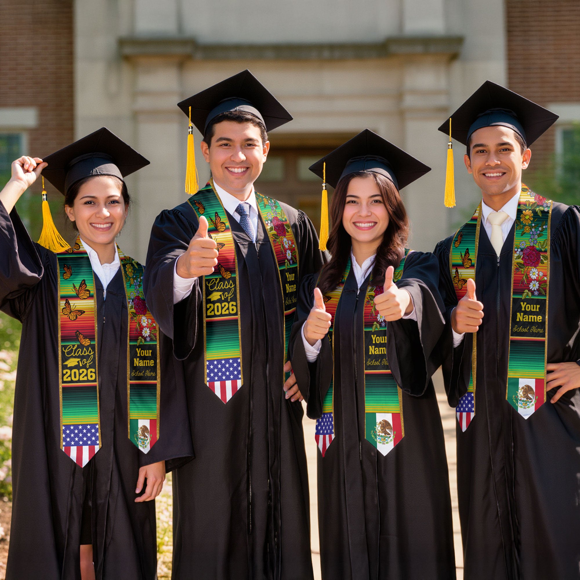 Mexico Graduation Sash 2026, Custom Mexican Stole Personalized for Graduate