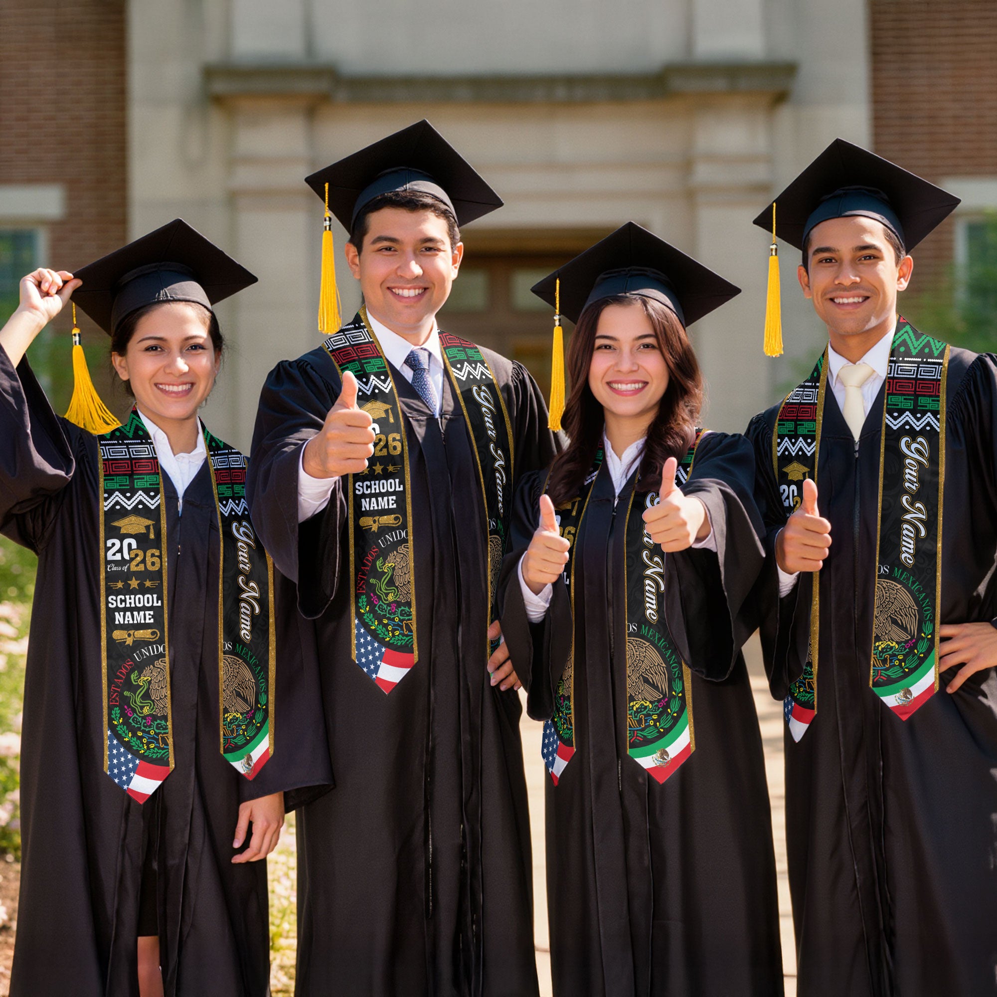 Personalized Mexico Sash 2026 for Graduate, Custom Mexican Graduation Stole