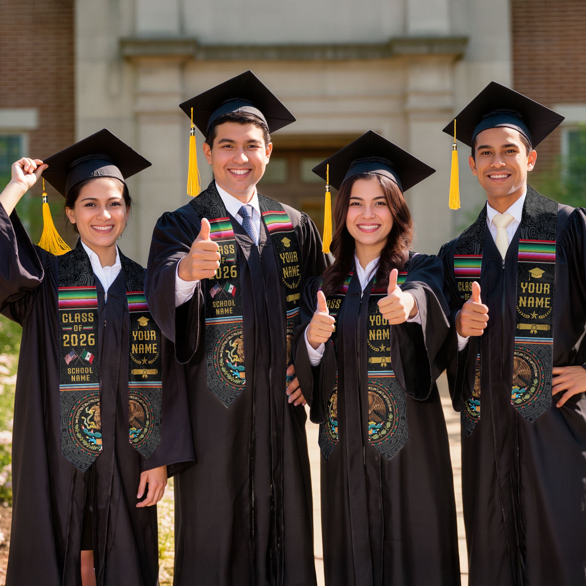 Mexico Graduation Sash 2026, Mexican American Flag Stole, Mexican Stole Customized