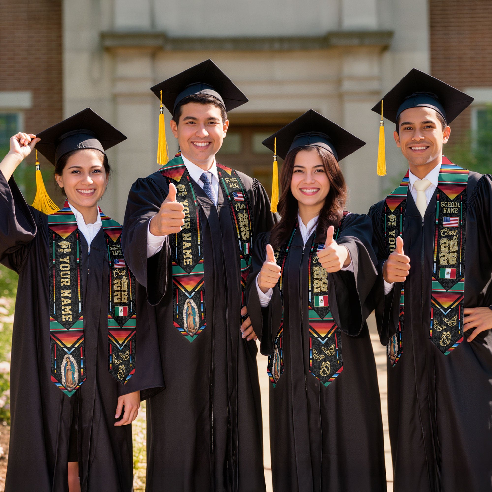 Mexican Graduation Stole 2026, Custom Mexico Sash, Personalized Graduate