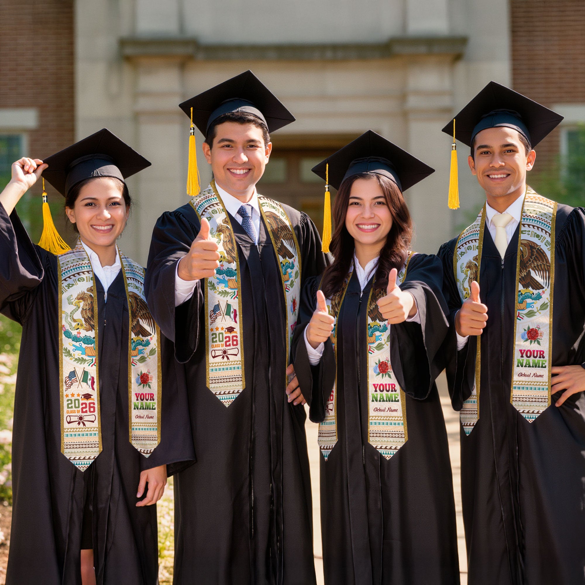 Custom Mexico Graduation Stole 2026, Personalized Mexican Sash for Graduate, Elegant Graduation Stole for Mexican Graduate