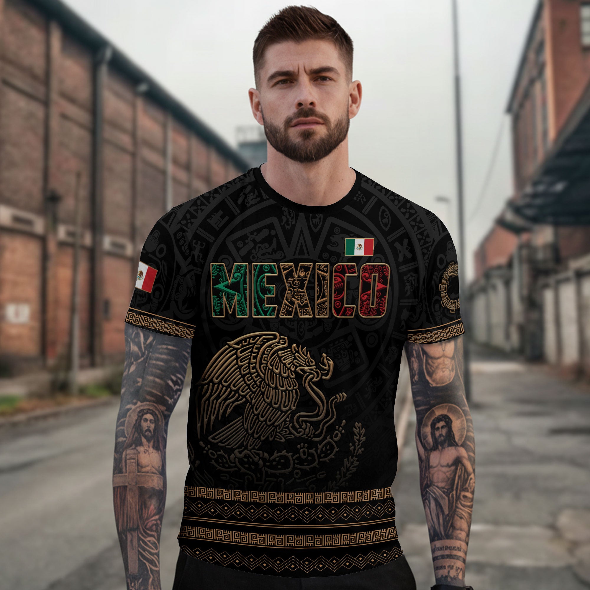 Mexico Aztec Eagle Gold Heritage Warrior Spirit Pride Legacy Shirt