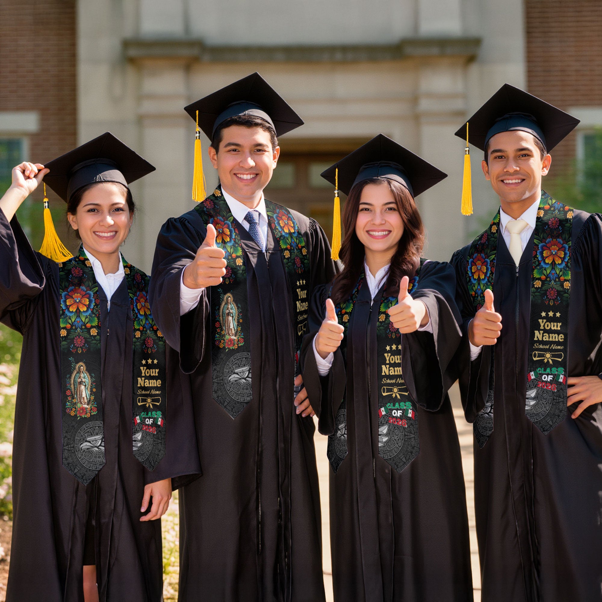 Custom Mexican Graduate Stole 2026, Personalized Mexico Sash for Graduation