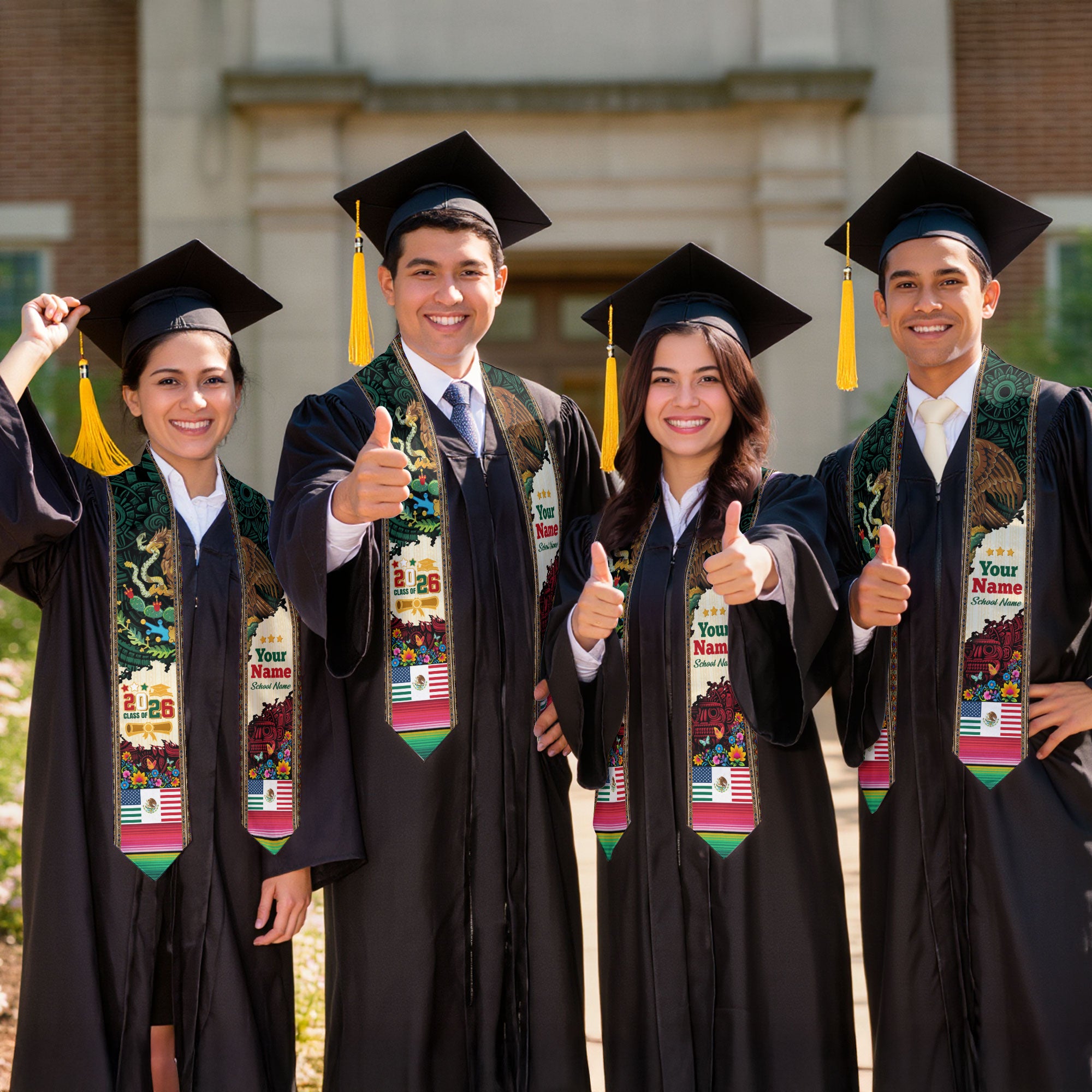 Personalized Mexican Graduate Sash 2026, Custom Mexico Stole for Graduation