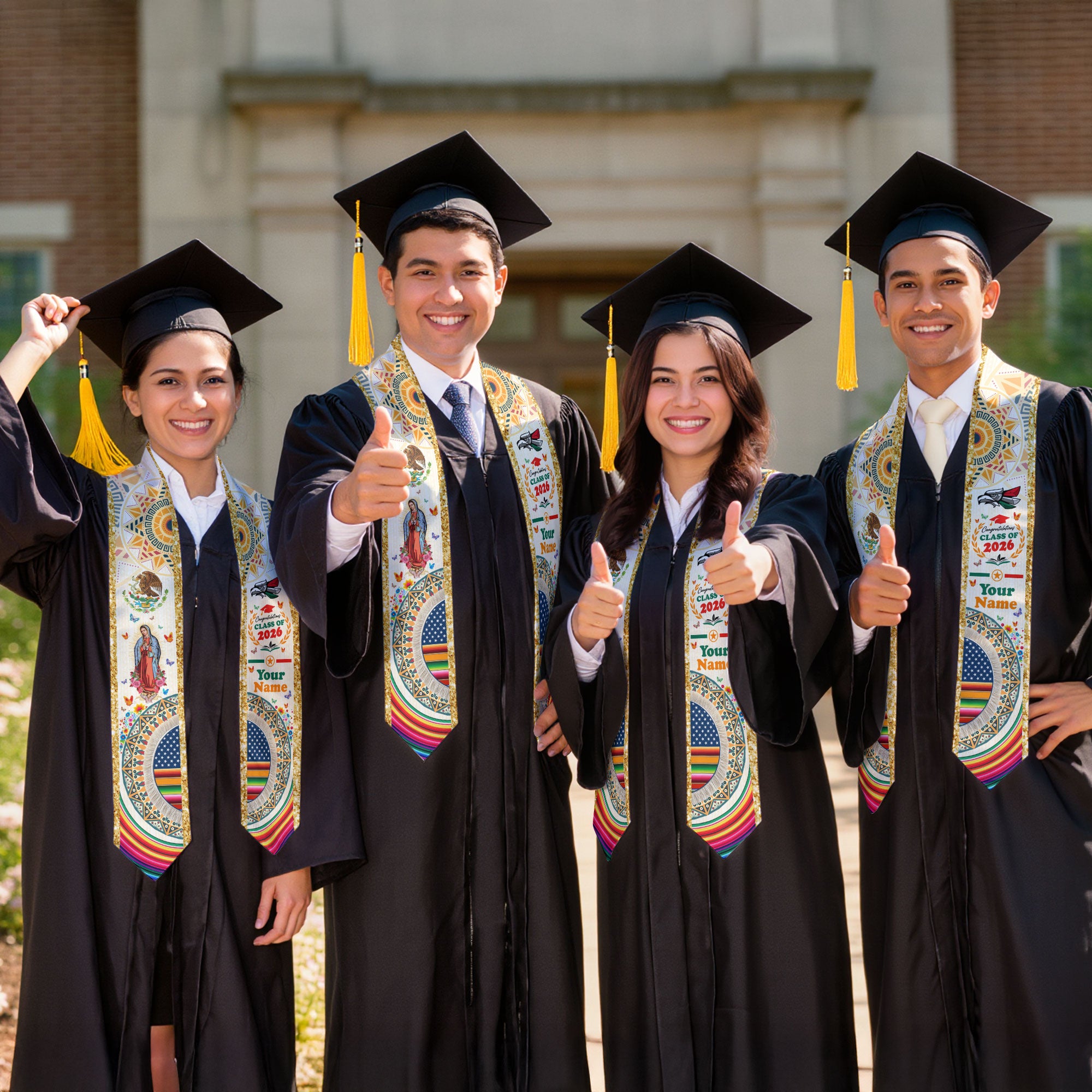 Custom Mexico Stole 2026 for Graduate, Personalized Mexican Graduation Sash
