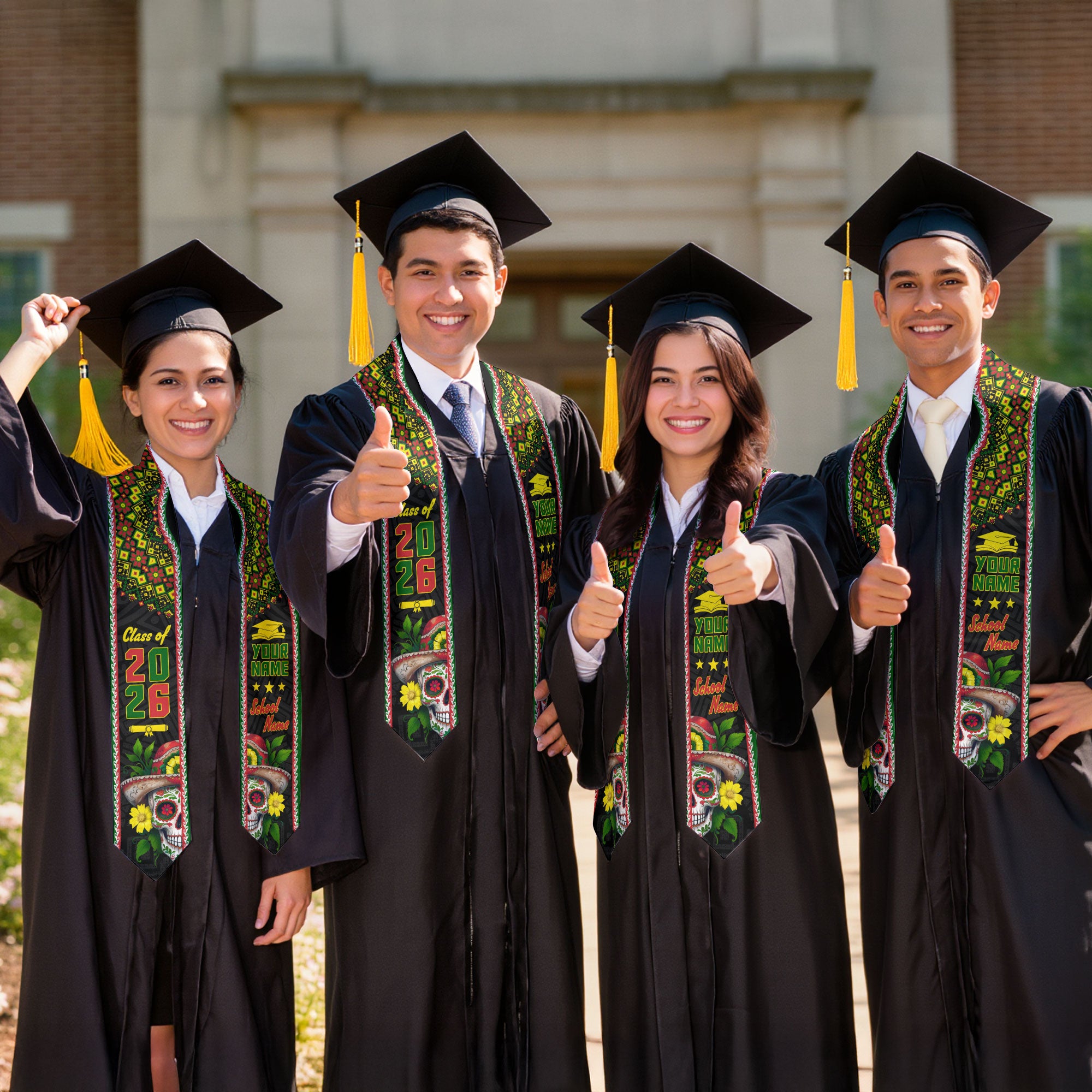Aztec Mexican Mexico Stole 2026, Custom Graduation Sash for Accomplished Graduate