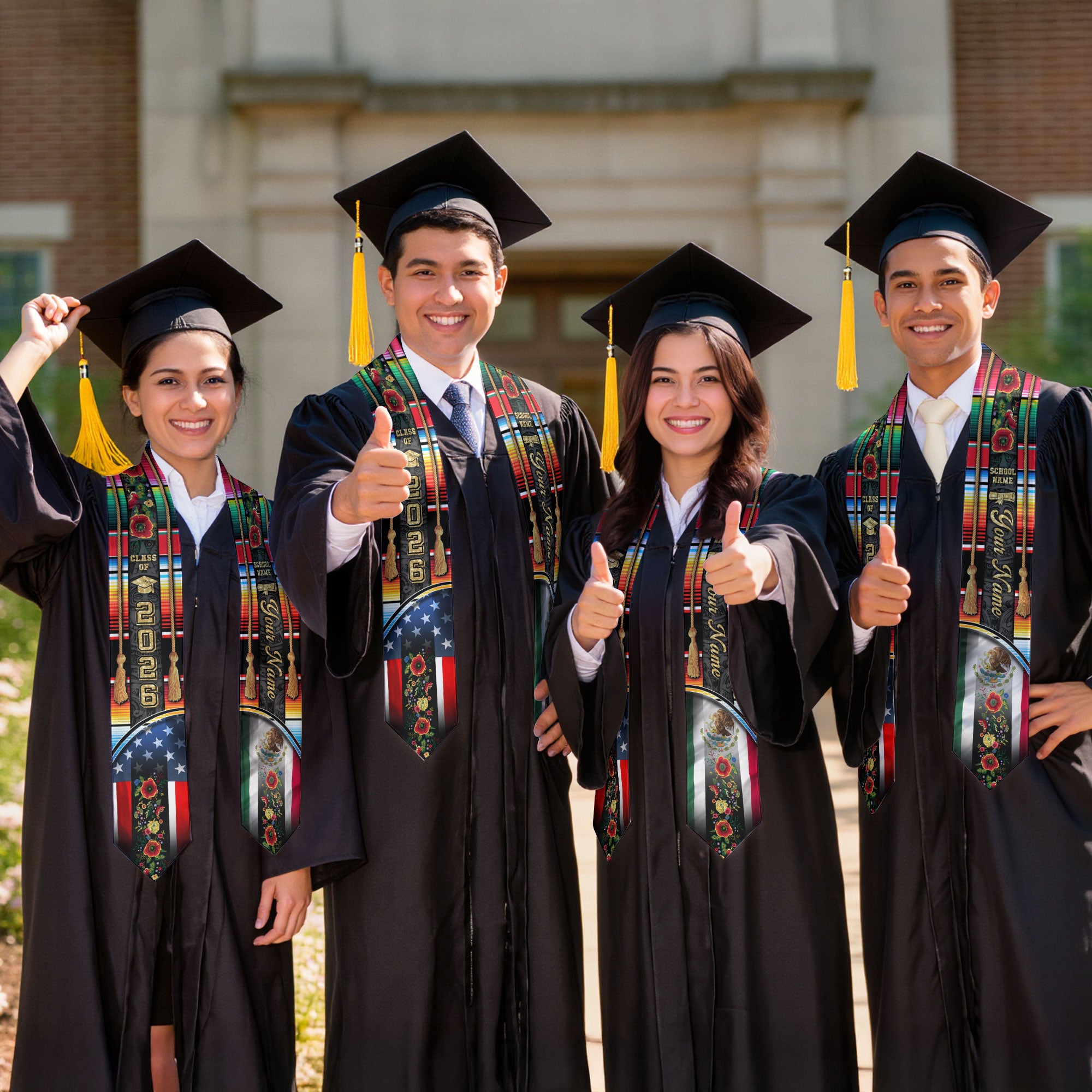 Personalized Mexico Graduation Stole 2026, Custom Mexican Sash for Class Graduate