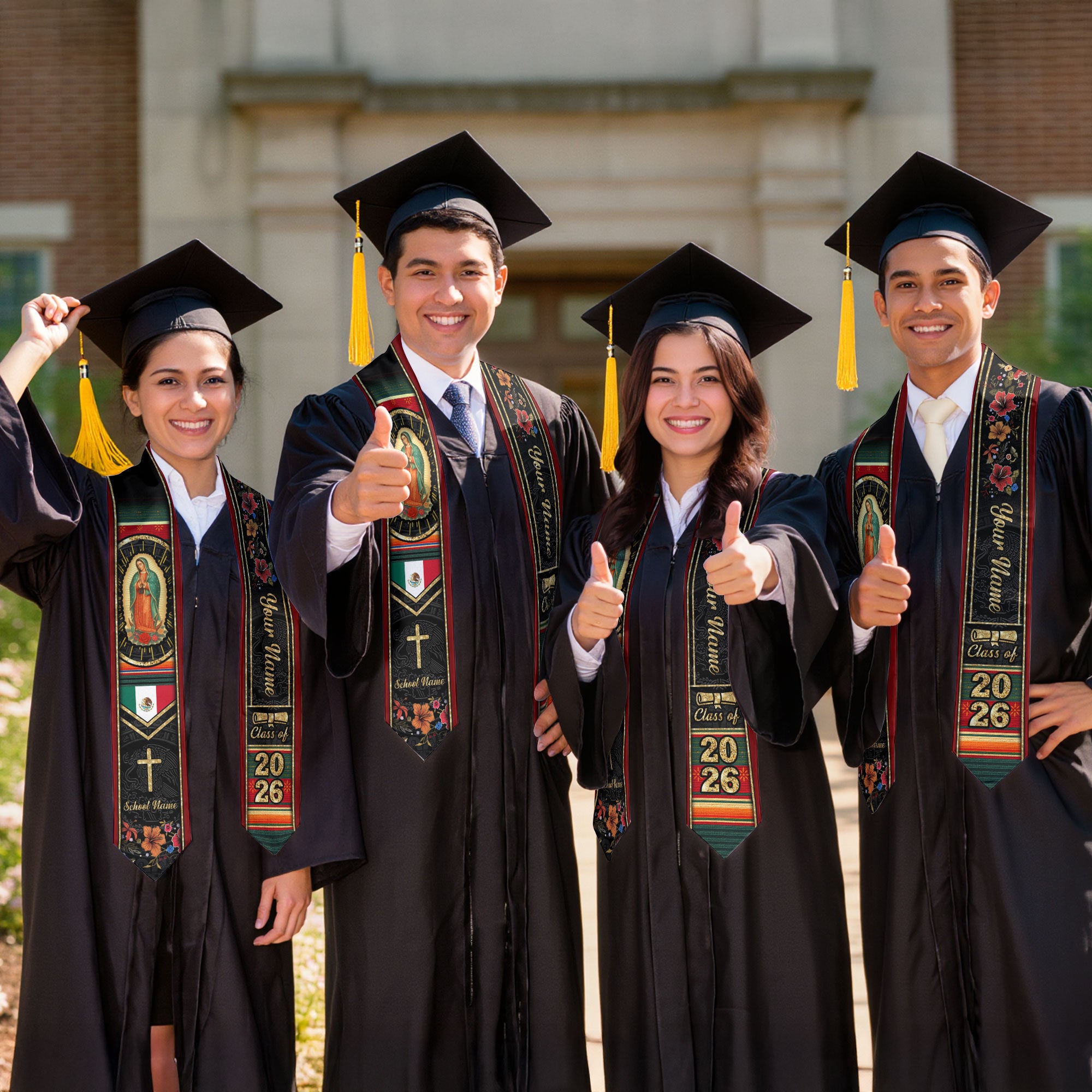 Customized Mexico Graduation Stole, Mexican Flag Inspired Stole, Graduation Sash Class of 2026
