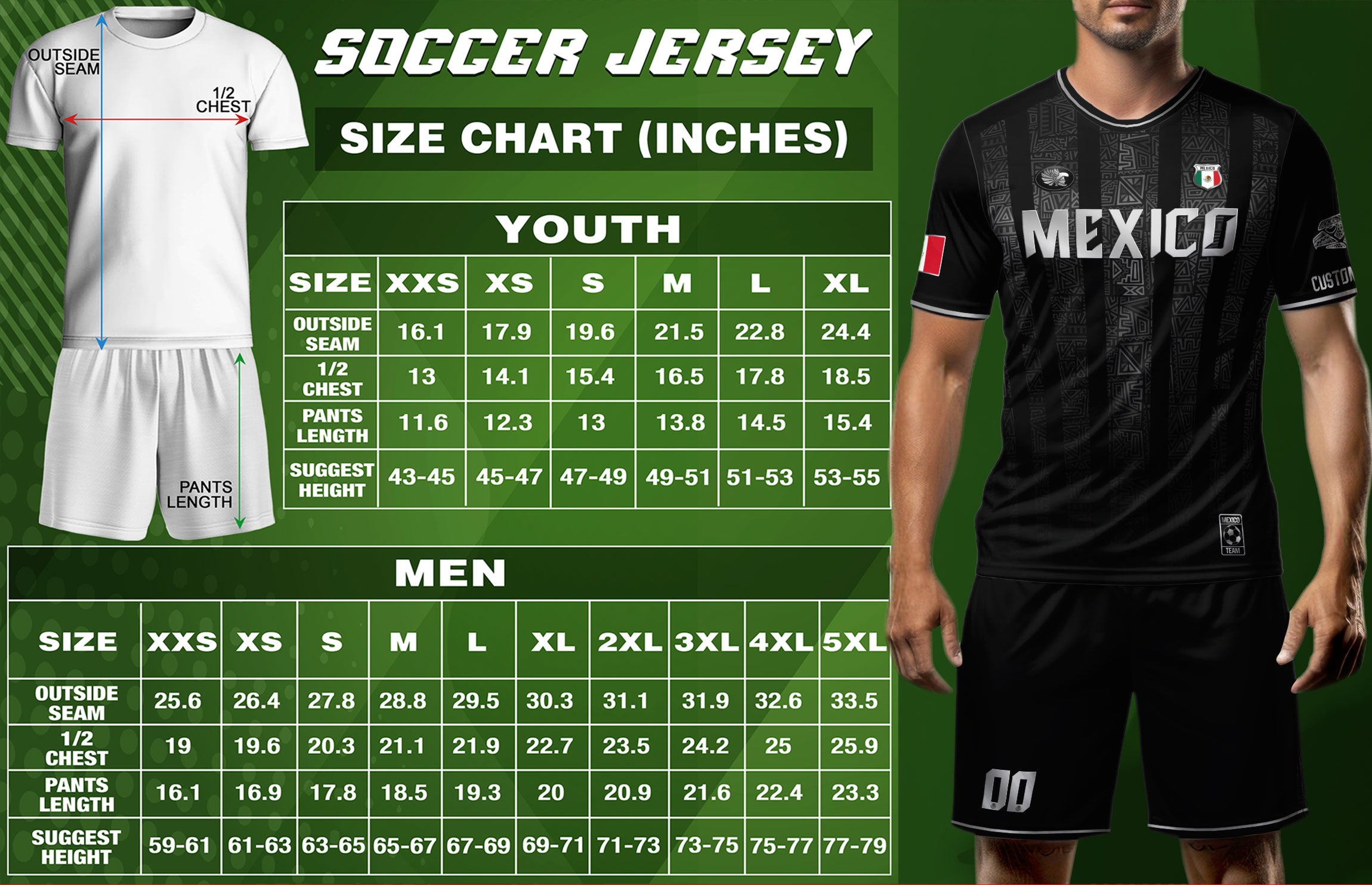 Mexico Custom Black Soccer Jersey with Silver Aztec Pattern
