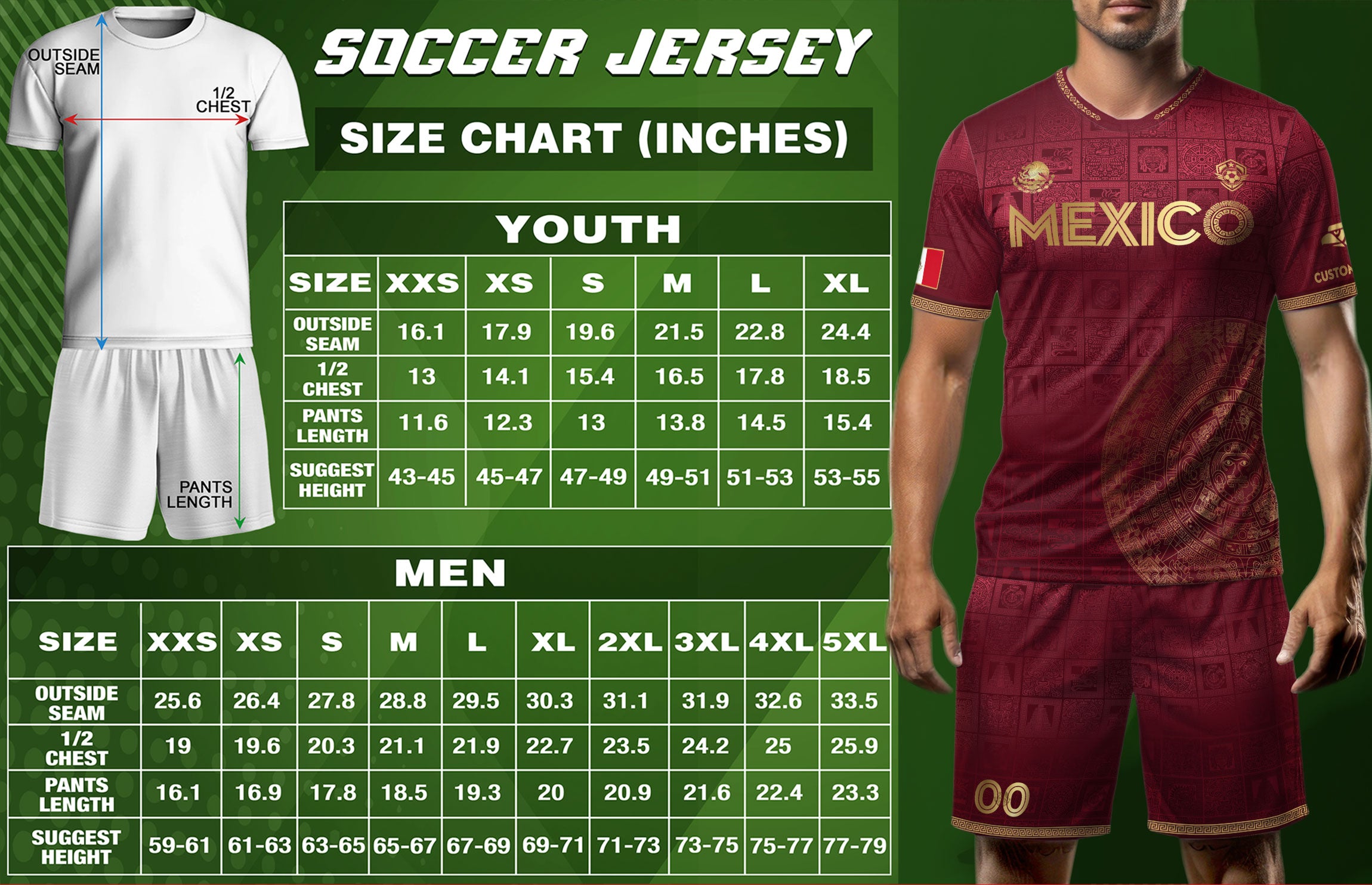 Mexico Custom Maroon with Golden Aztec Calendar Soccer Jersey