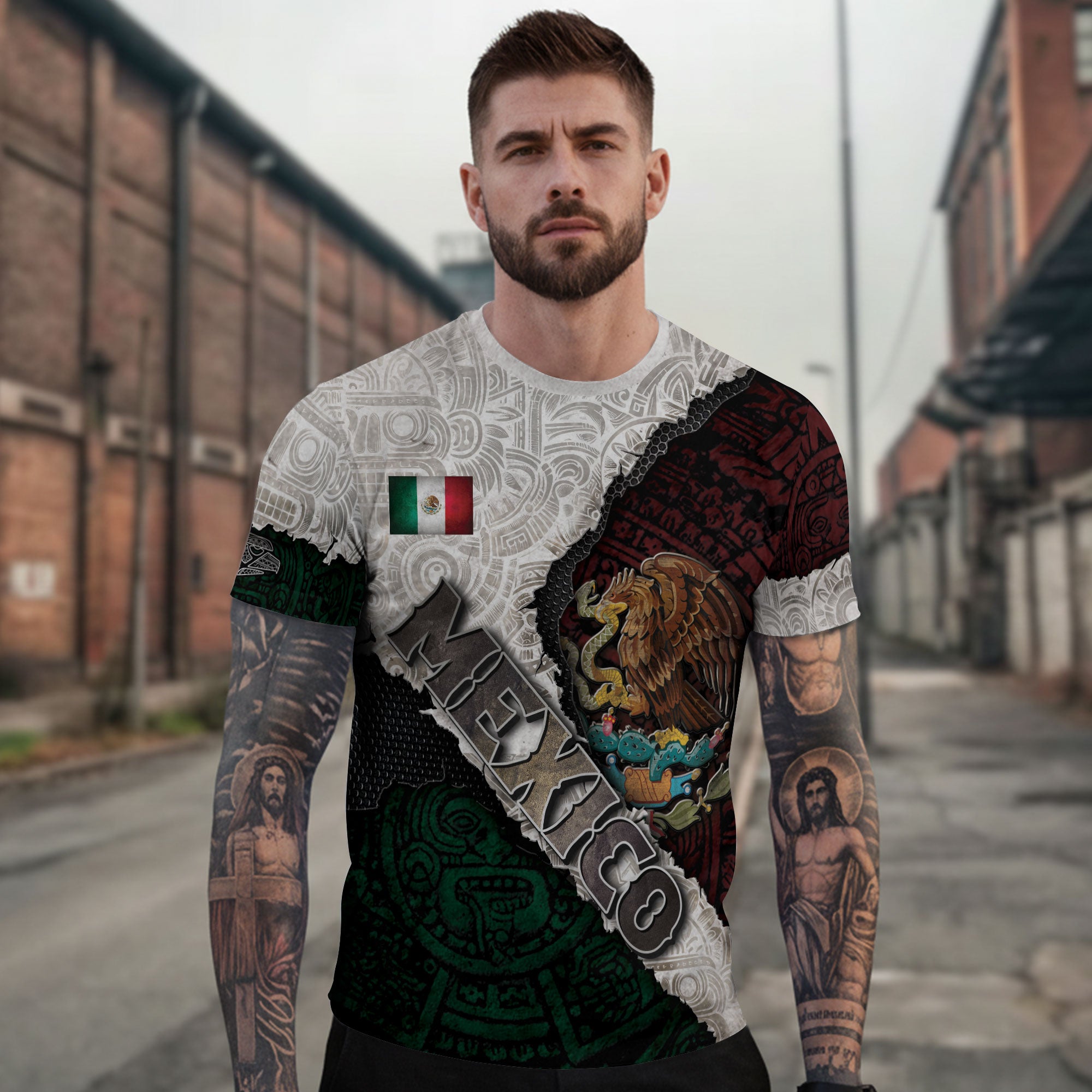 Mexico Flag Aztec Eagle Heritage Pride Warrior Legacy Shirt