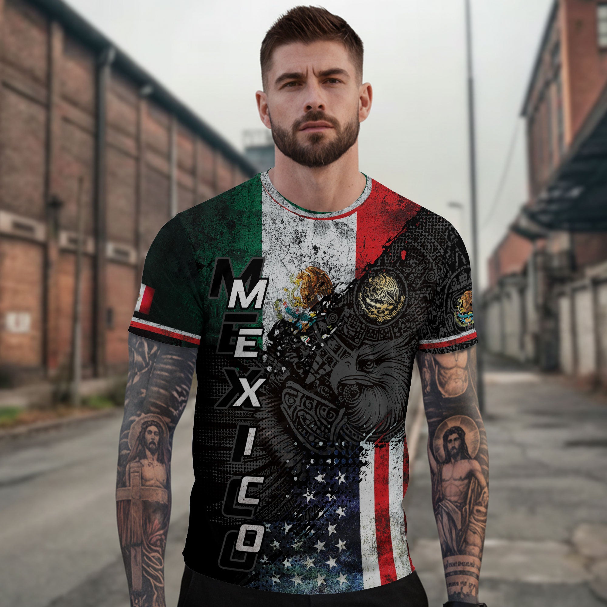 Mexico USA Flag Eagle Heritage Power Unity Identity Shirt