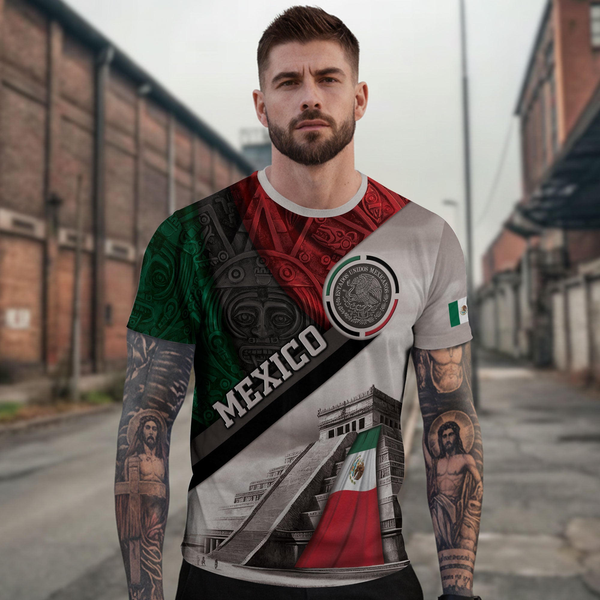 Mexico Flag Pyramid Aztec Heritage Pride Warrior Spirit Legacy Shirt