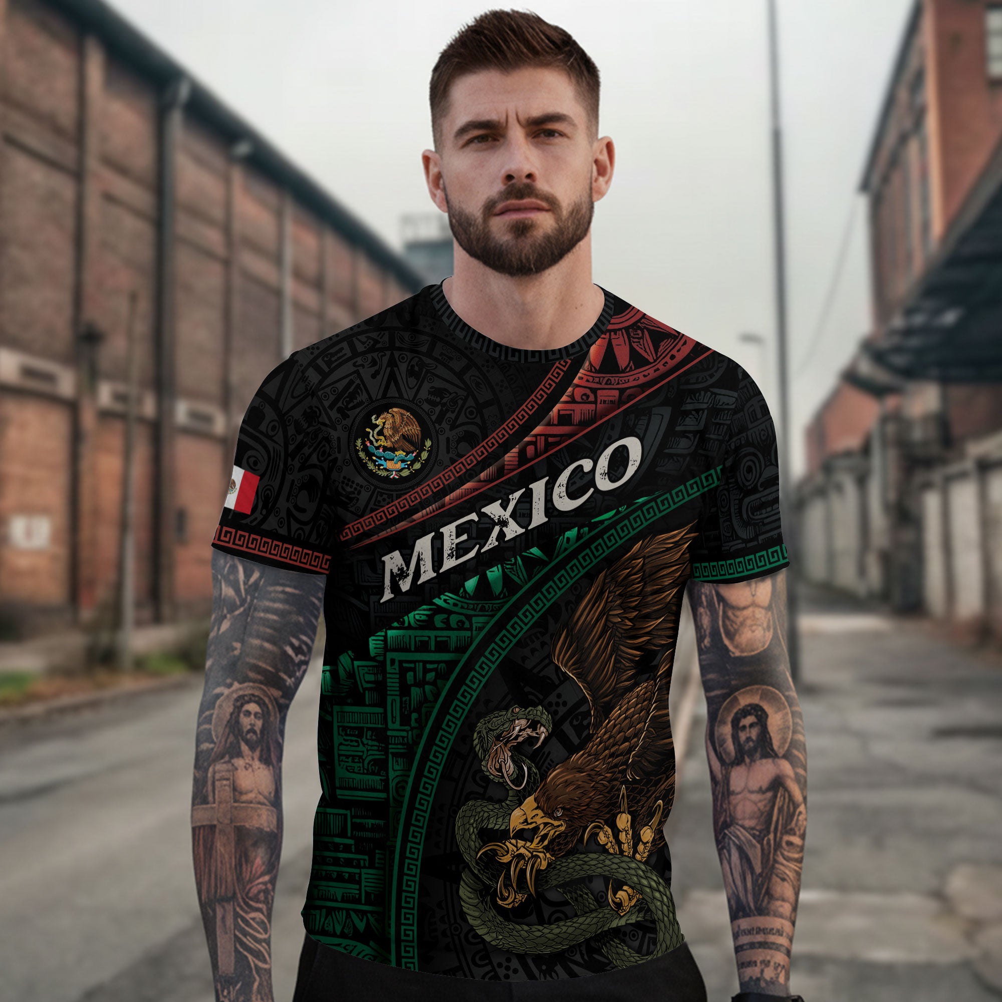 Mexico Flag Aztec Eagle Warrior Heritage Pride Spirit Legacy Shirt