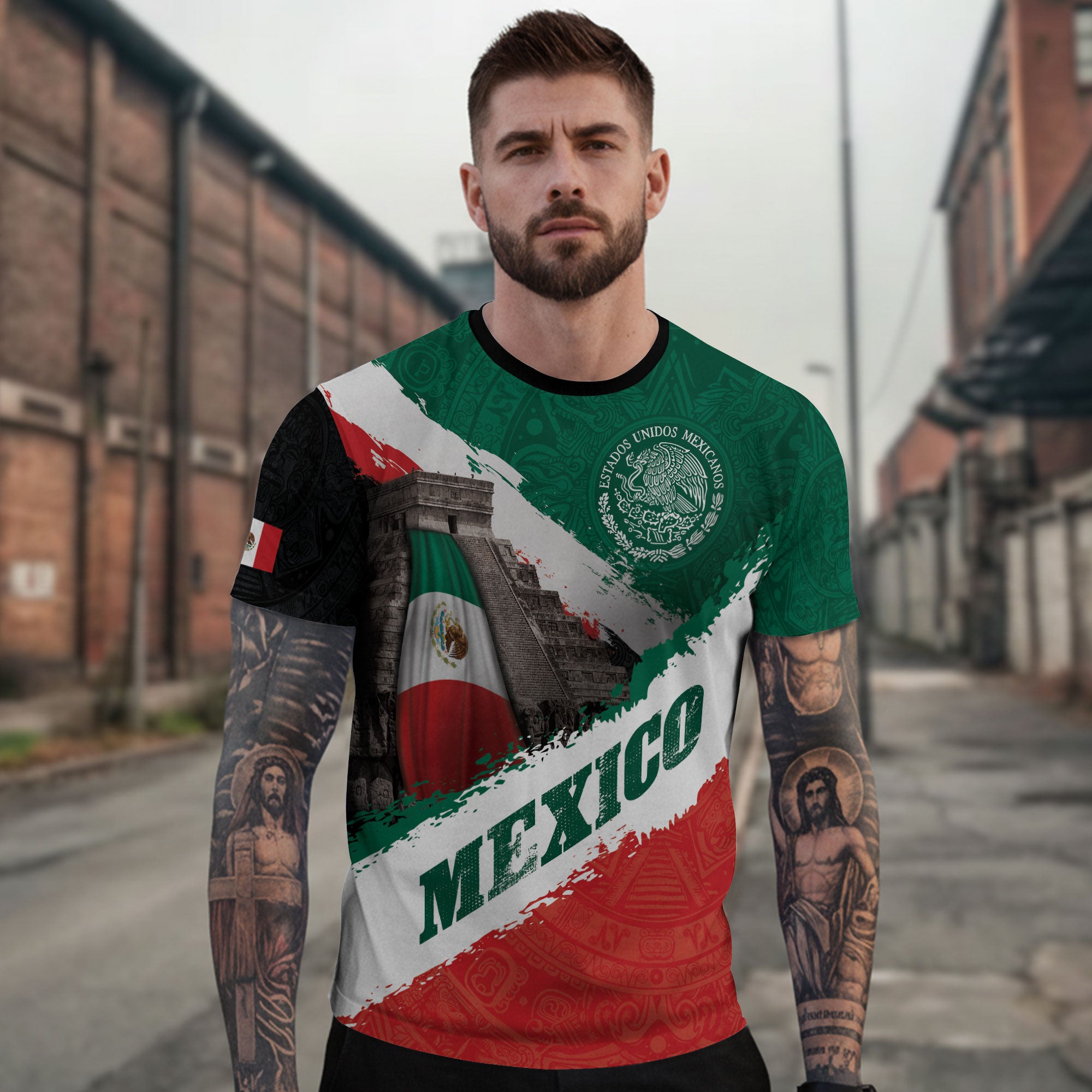 Mexico Flag Pyramid Eagle Aztec Heritage Pride Warrior Spirit Shirt