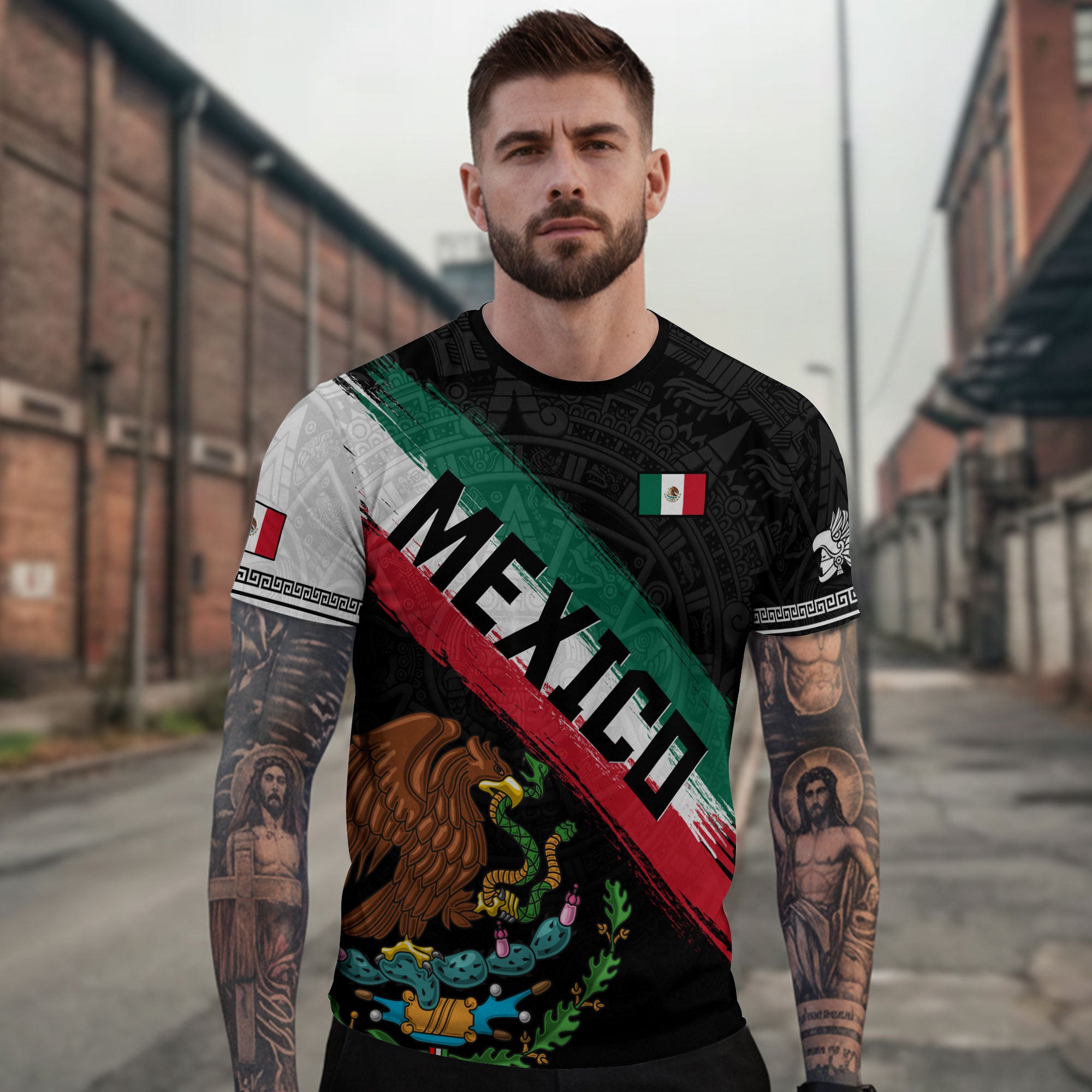 Mexico Flag Eagle Aztec Pyramid Heritage Pride Warrior Spirit Shirt