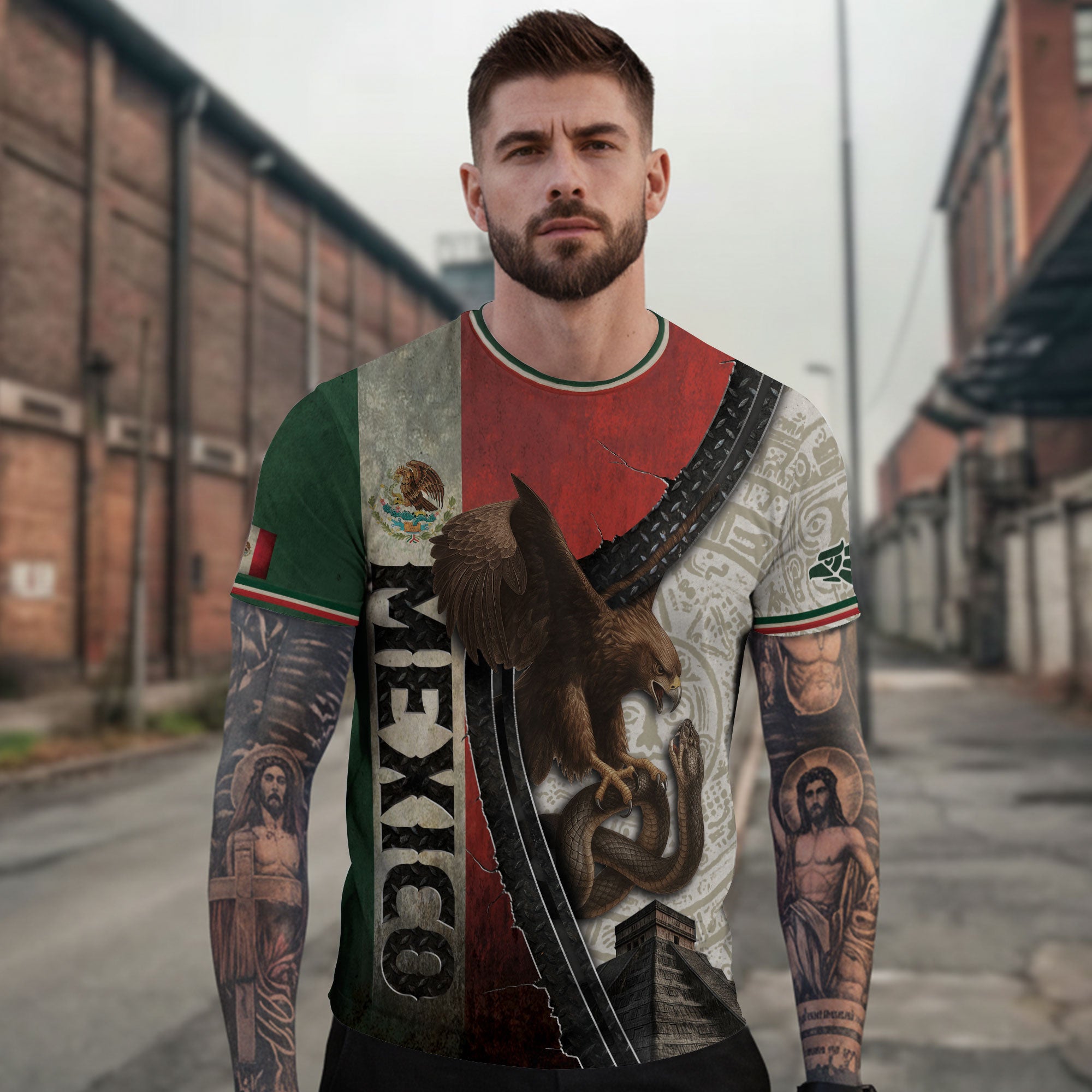 Mexico Flag Eagle Serpent Aztec Pyramid Heritage Pride Legacy Warrior Shirt