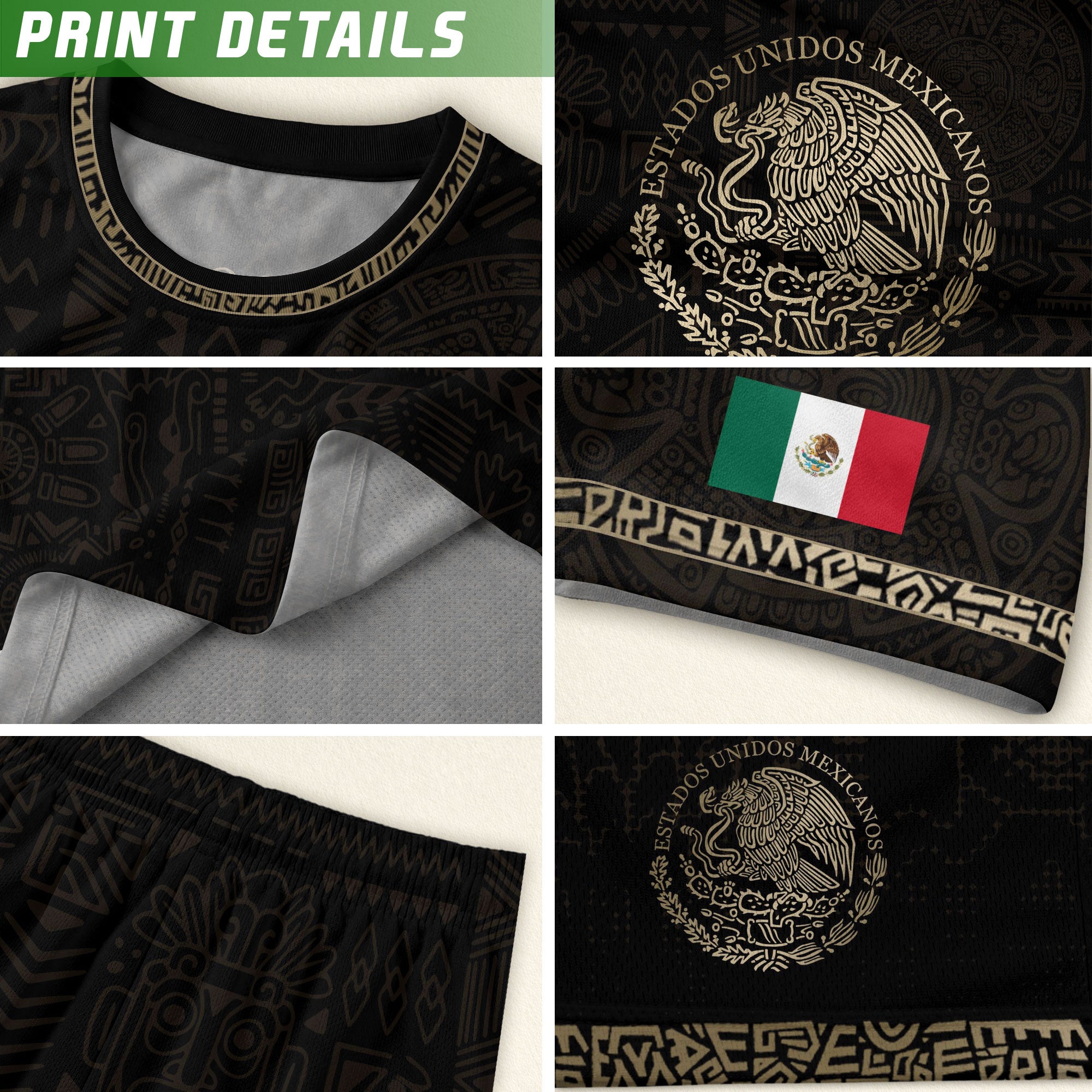 Mexico National Pride Soccer Jersey Black Gold, Cultural Identity Collection