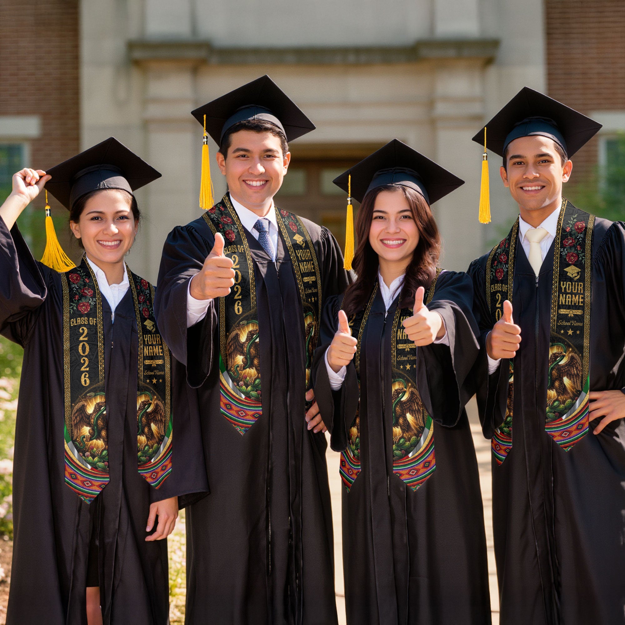 Mexican Graduation Stole 2026 – Custom Mexican Flag Graduation Sash, Mexican Stoles for Graduation