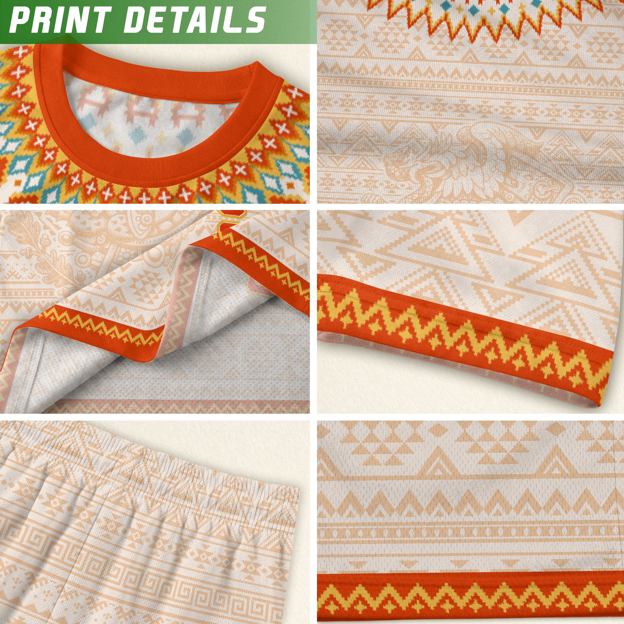 Mexico Cream Orange Heritage Soccer Jersey, Aztec Pattern Mexican Roots Design Jersey For Men